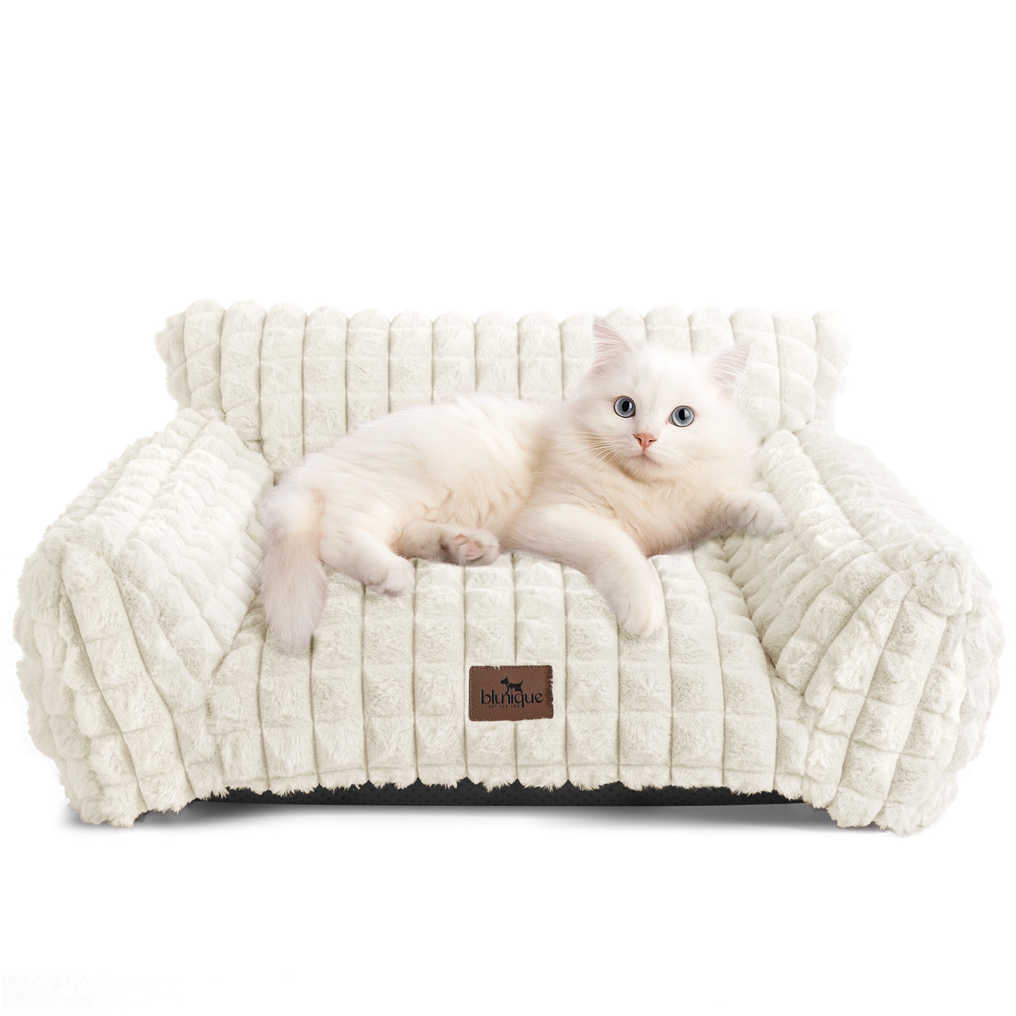 blunique - Cute Cat Couch Bed Supportive & Fluffy Pet Sofa in 3D Diamond Pattern - Blunique