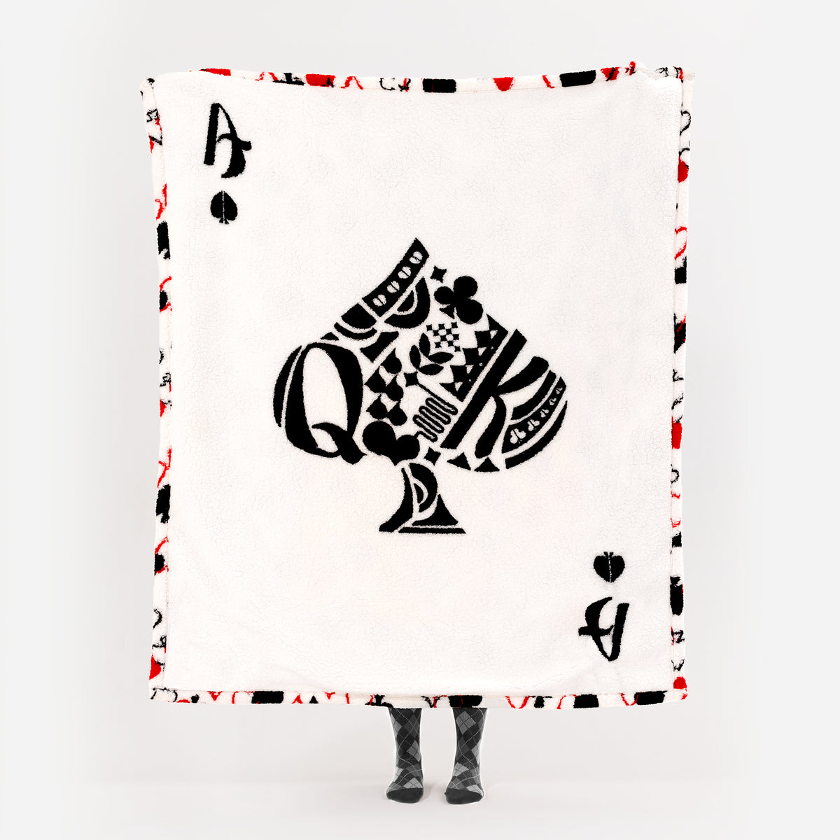 blunique - Poker Themed Design - Double Sided Cozy Sherpa  Throw Blanket