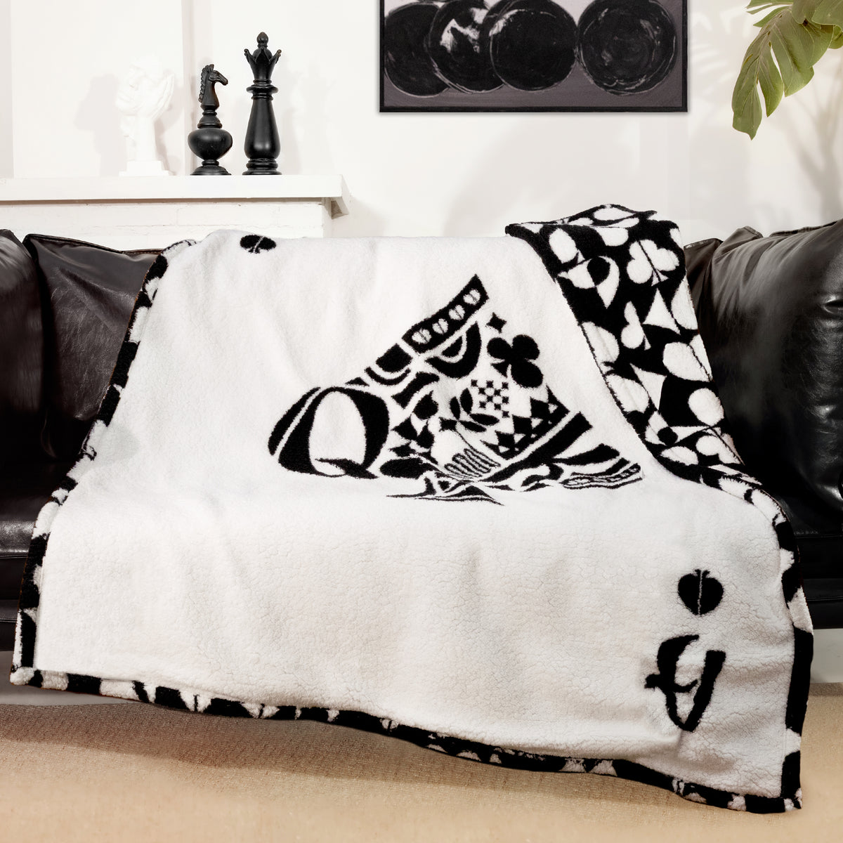 blunique - Poker Themed Design - Double Sided Cozy Sherpa  Throw Blanket