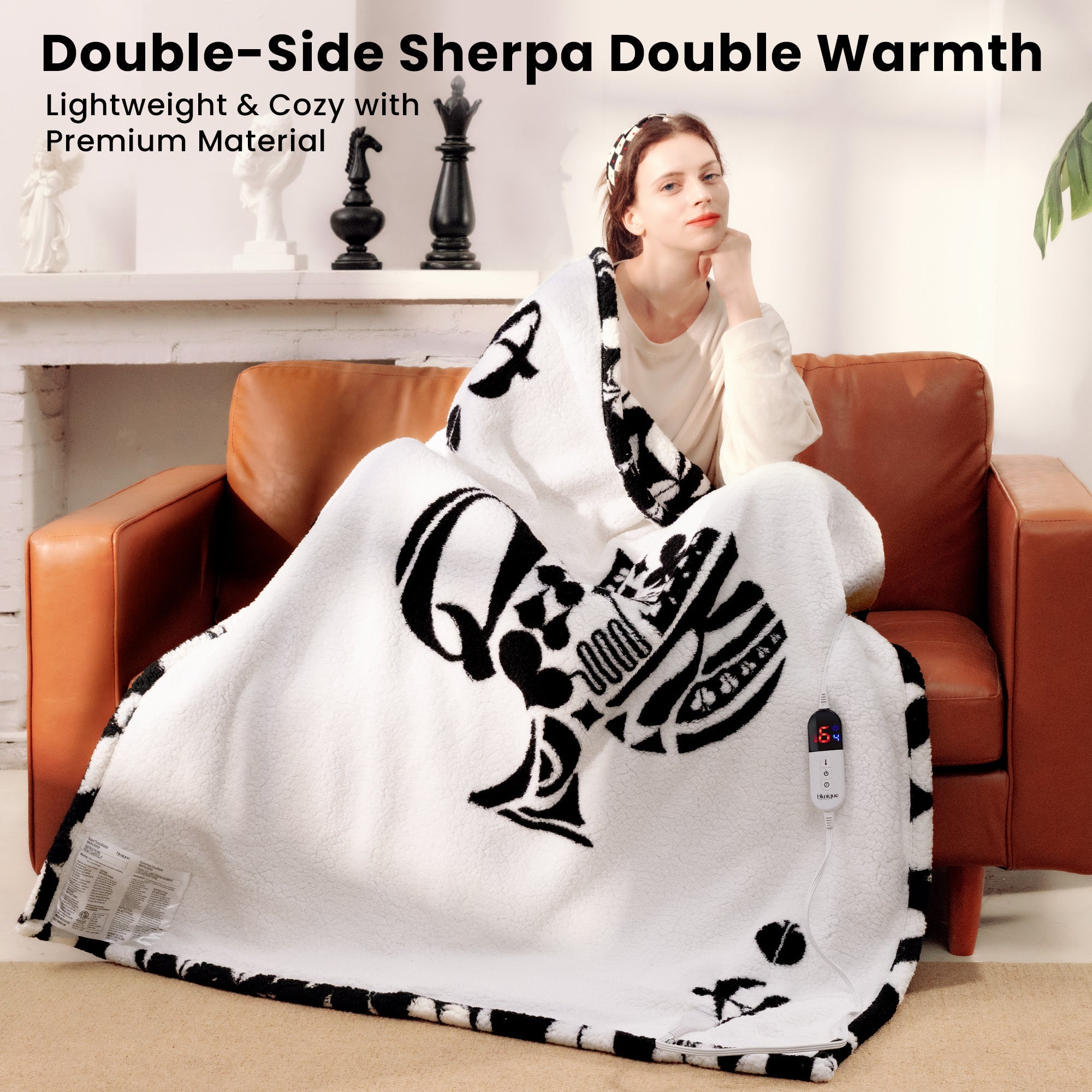blunique - Poker Themed Design Heated Throw Blanket 50x60inch - Blunique