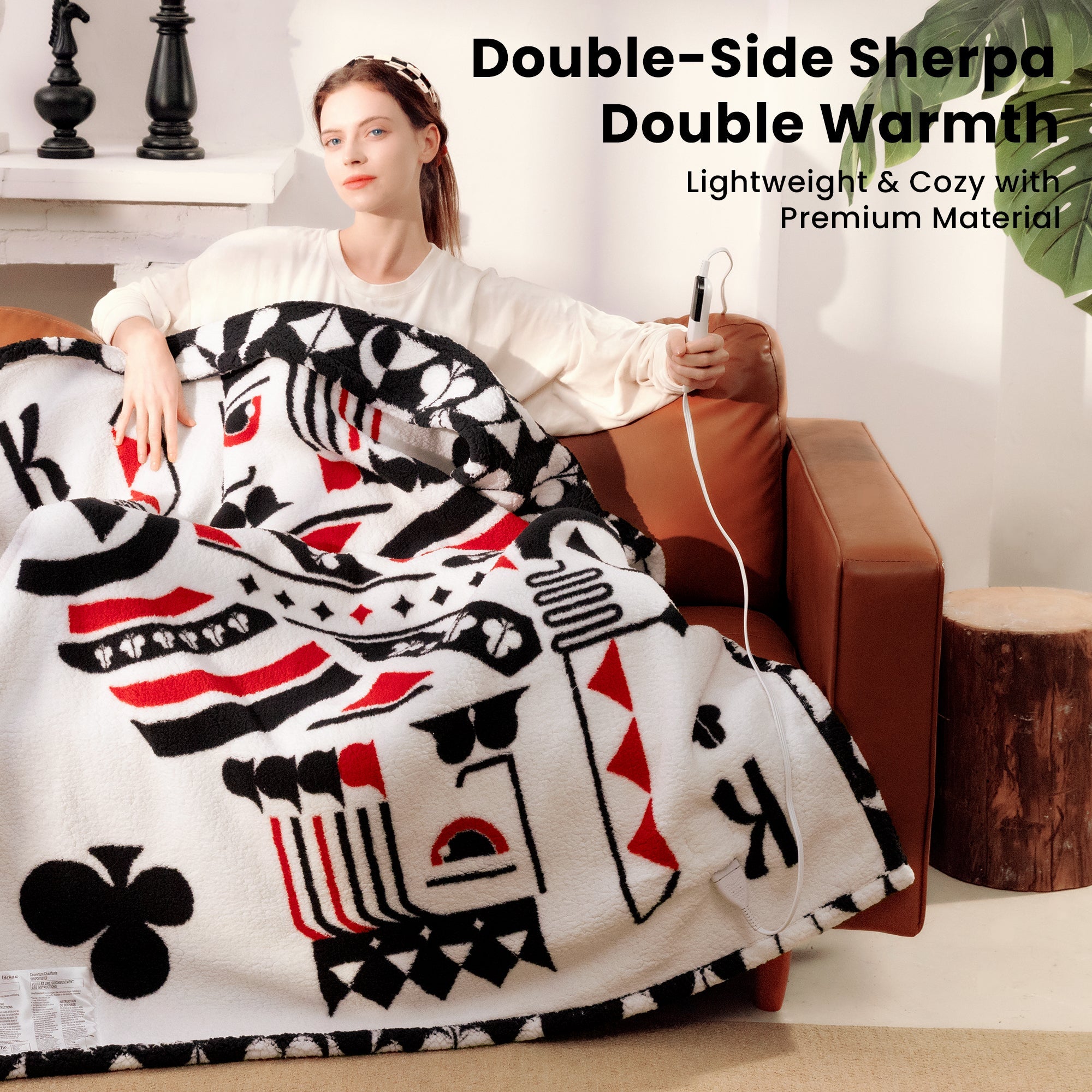 blunique - Poker Themed Design Heated Throw Blanket 50x60inch - Blunique