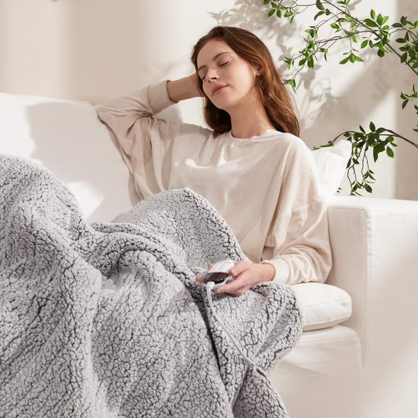 blunique -  Double Sided Cozy Sherpa - Fast Heated Blanket