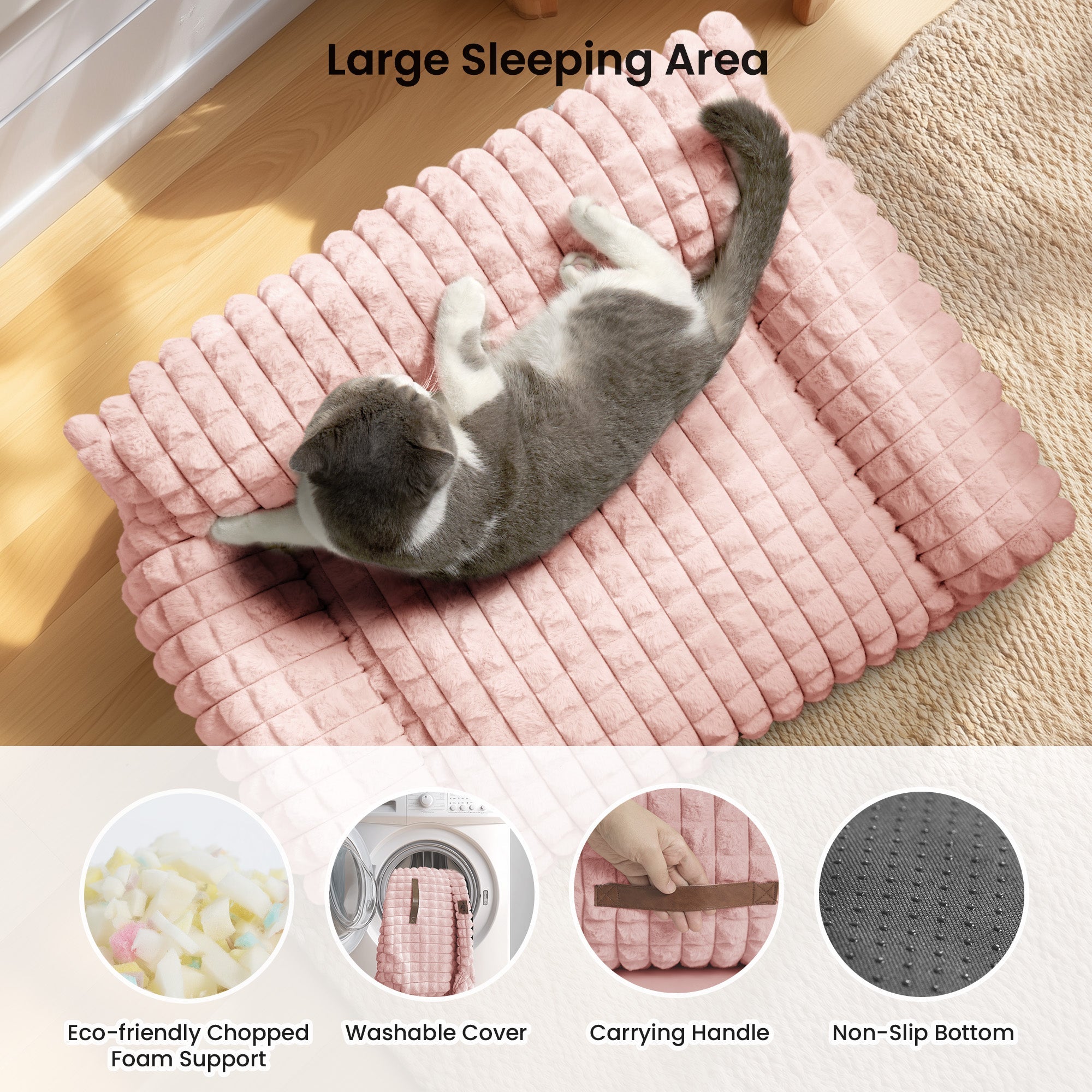 blunique - Cute Cat Couch Bed Supportive & Fluffy Pet Sofa in 3D Diamond Pattern - Blunique