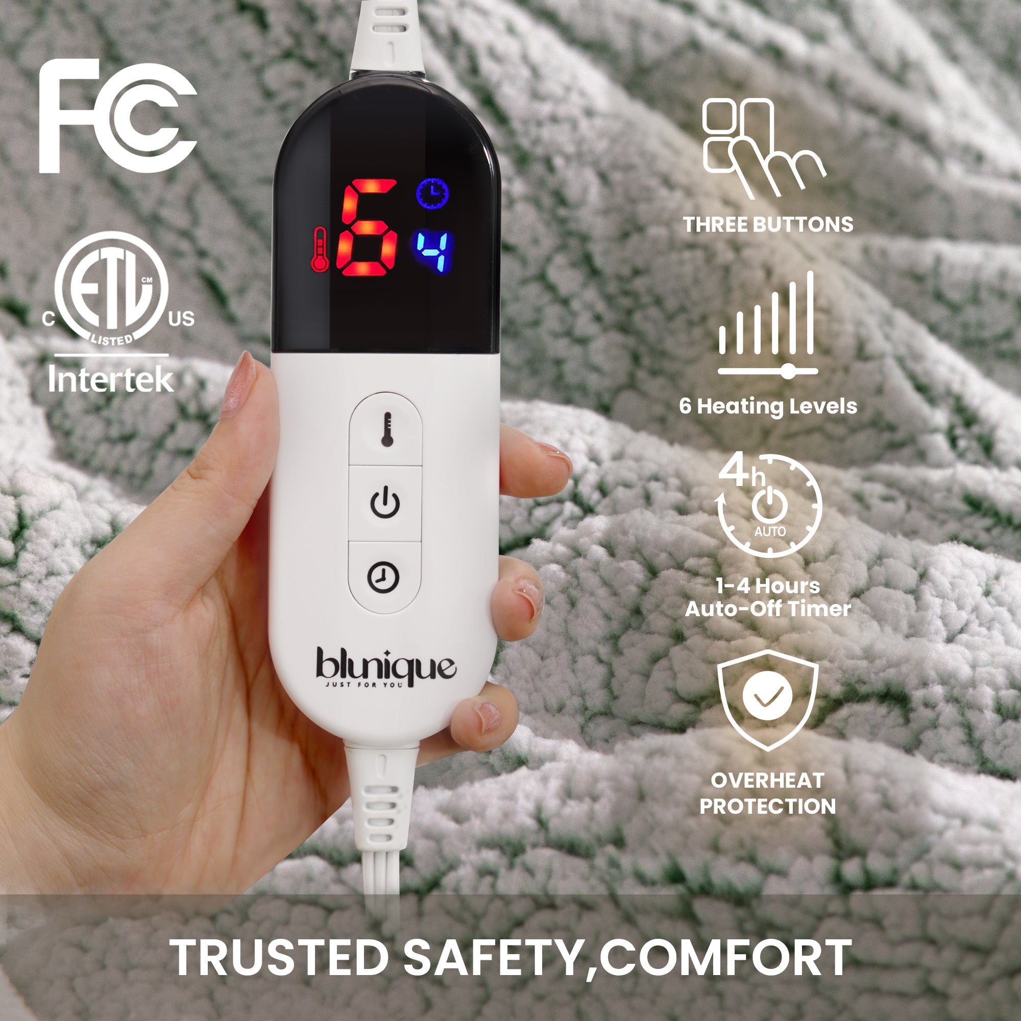 blunique - Double Sided Cozy Sherpa - Fast Heated Blanket Blunique