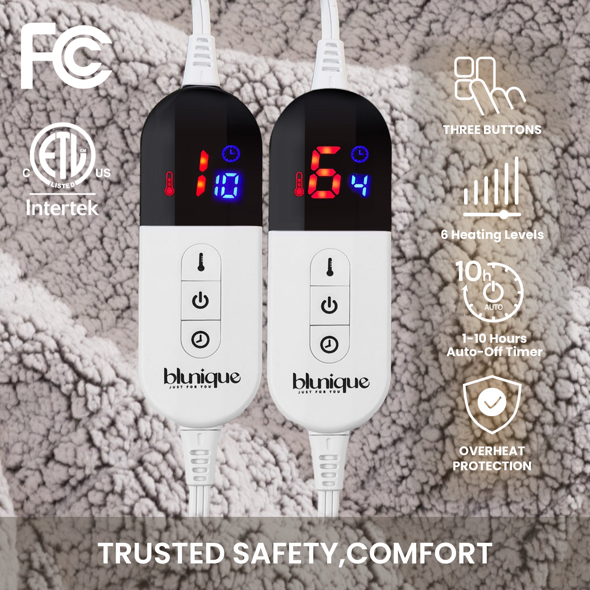 blunique - Double Sided Cozy Sherpa - Fast Heated Blanket Blunique