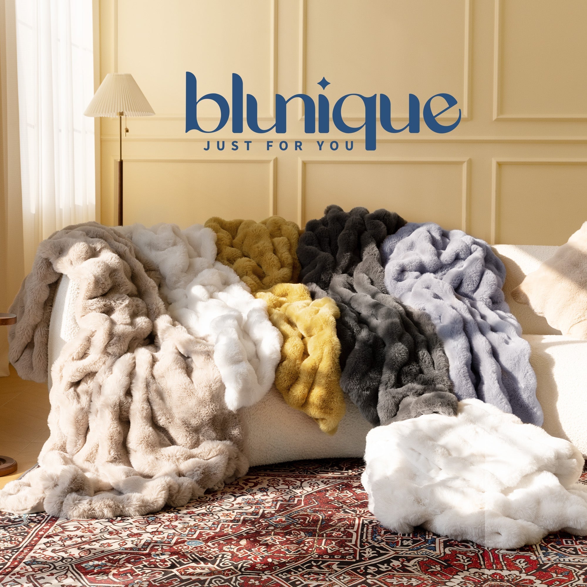 blunique - Faux Fur Bubble Blanket BACKUP blunique