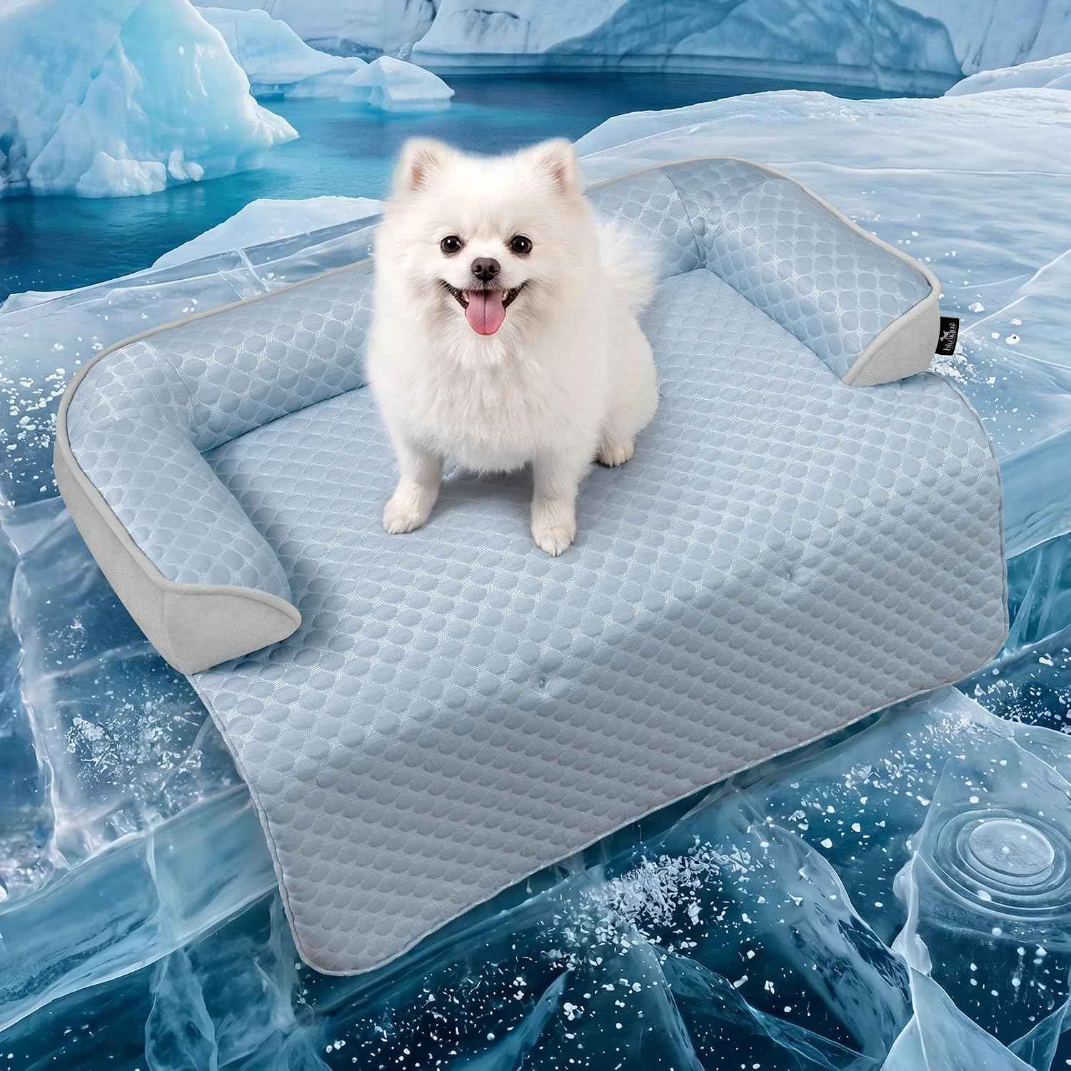 Large Cooling Dog Bed Mat - 41 x 37 inch Waterproof Couch Cover for Dogs Washable, Non-Slip Bottom Self Cooling Mat for Dogs, Durable & Non-Gel, Dog Couch Bed for Sofa Floor Car, Taupe