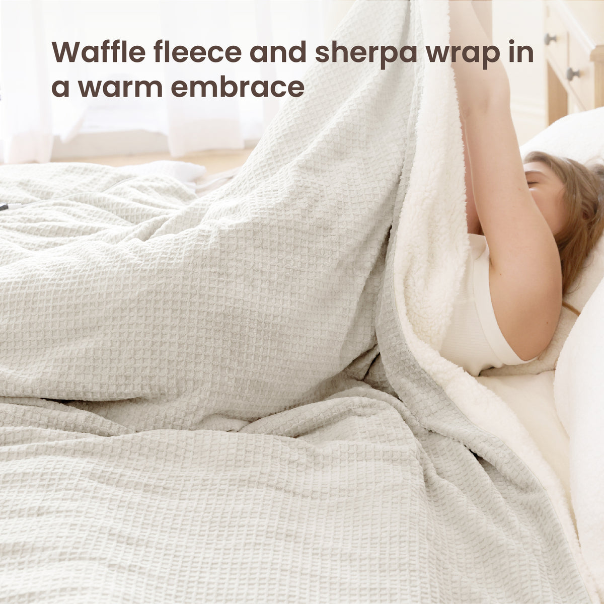 blunique - Waffle Sherpa Heated Throw & Blanket