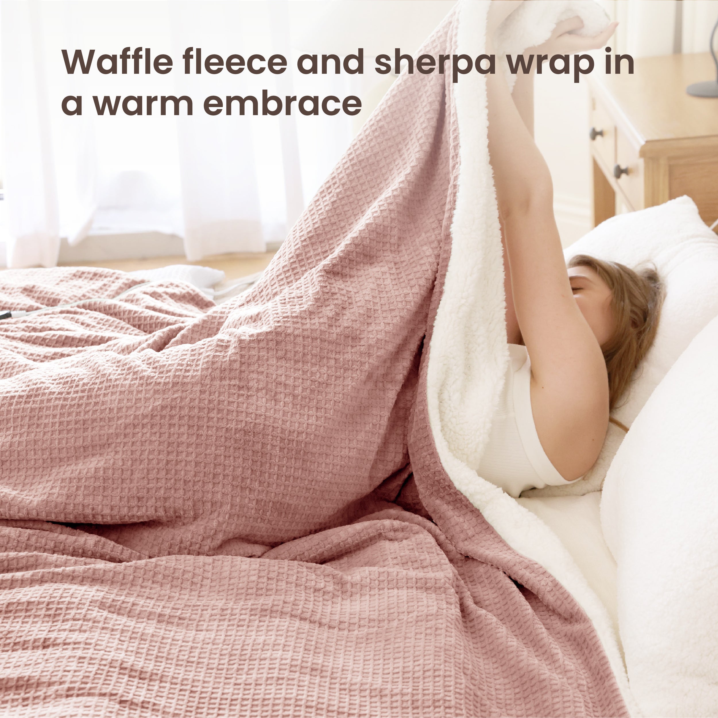 blunique - Waffle Sherpa Heated Throw & Blanket blunique