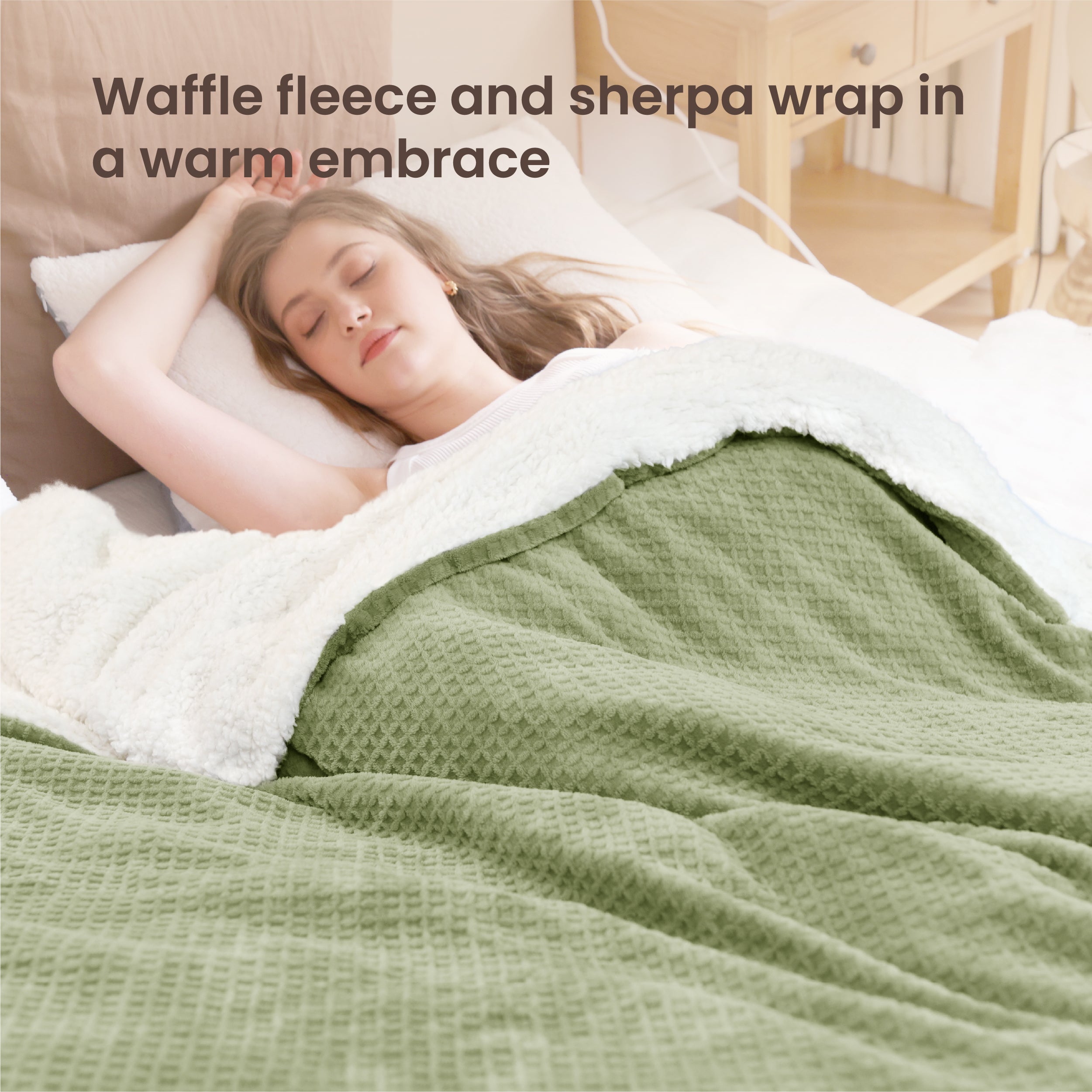 blunique - Waffle Sherpa Heated Throw & Blanket blunique