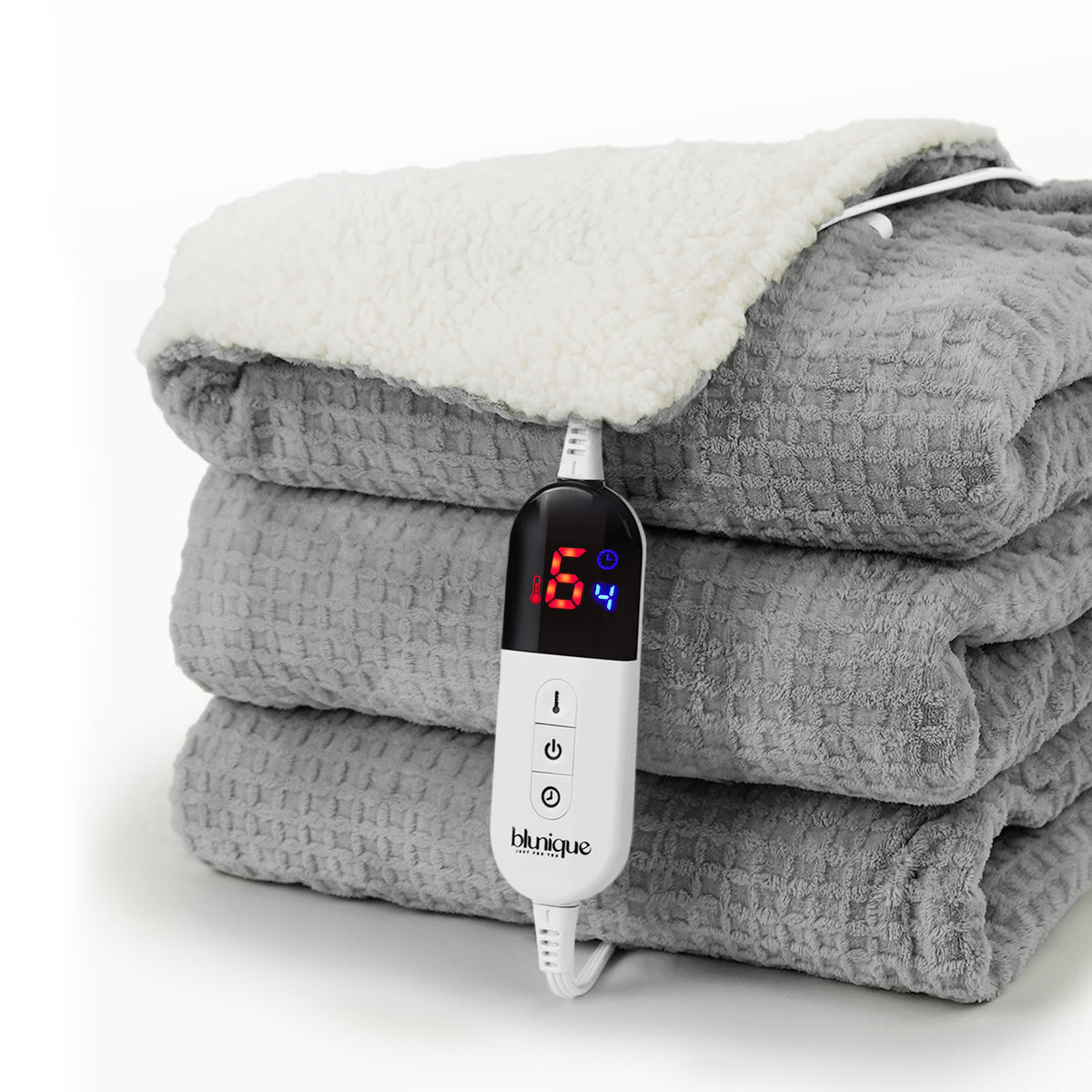 blunique - Waffle Sherpa Heated Throw & Blanket