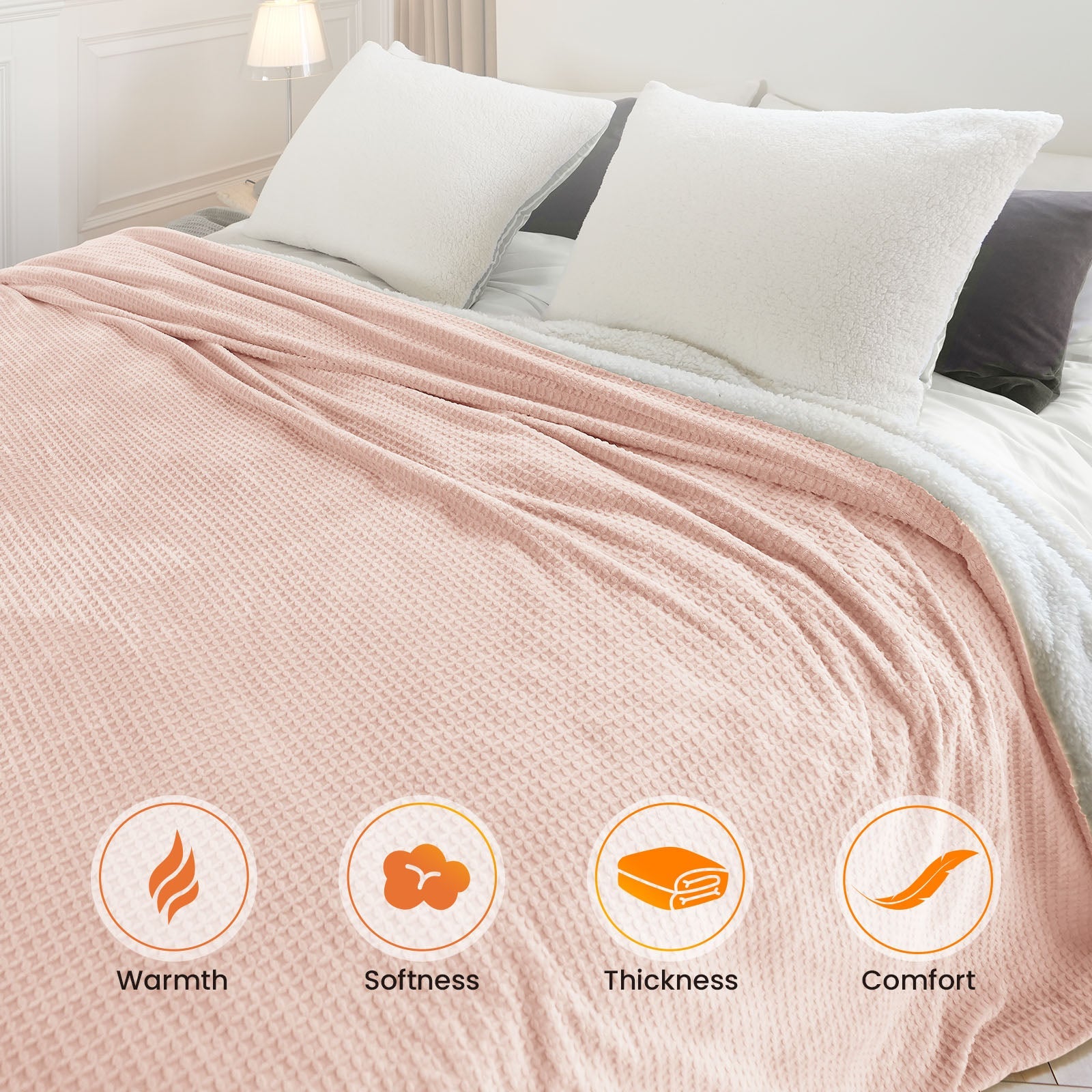 blunique - Waffle Sherpa Heated Blanket Queen Size - Blunique