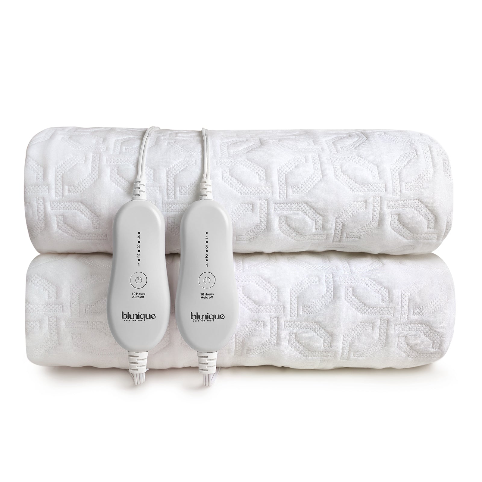 blunique - Geometric Pinwheel Heated Mattress Pad with Double Pocket - Blunique