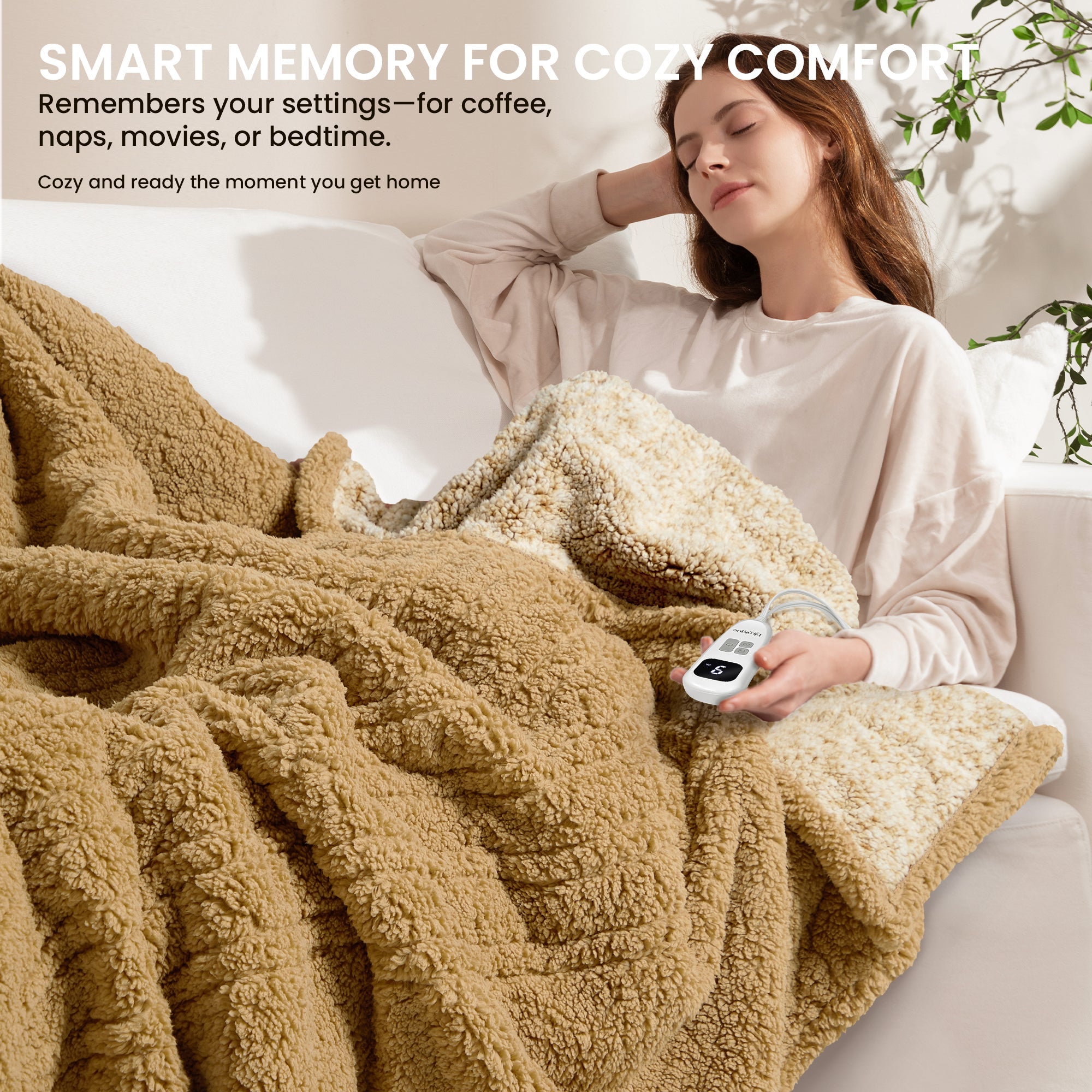 blunique - Double Sided Cozy Sherpa - Two-Tone -Fast Heated Blanket Electric Blanket - Blunique