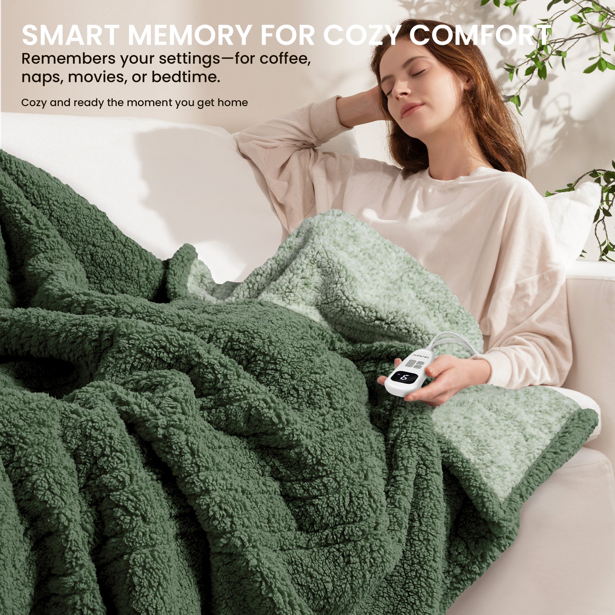 blunique - Double Sided Cozy Sherpa - Two-Tone -Fast Heated Blanket Electric Blanket - Blunique