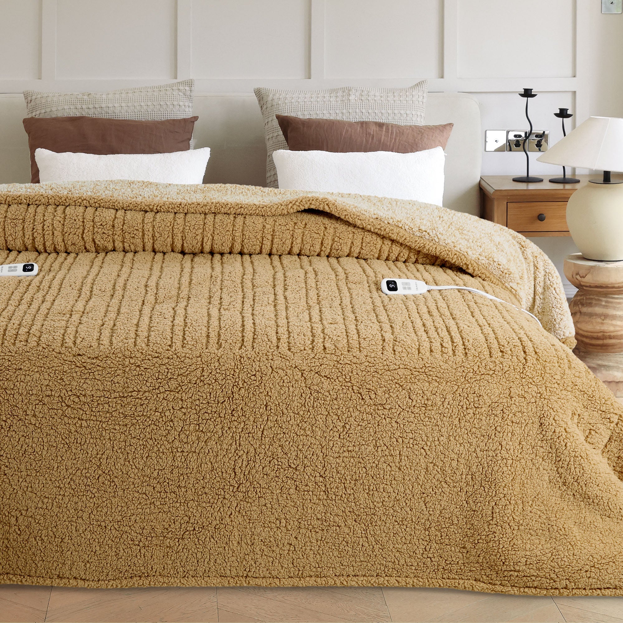 blunique - Double Sided Cozy Sherpa - Two-Tone -Fast Heated Blanket Electric Blanket - Blunique