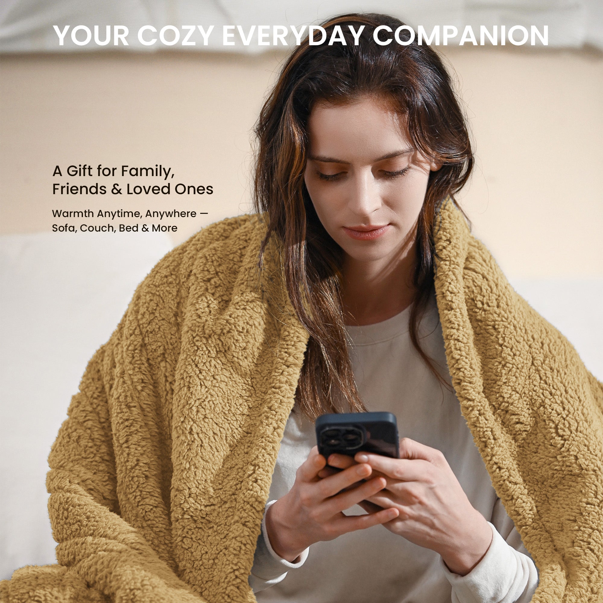 blunique - Double Sided Cozy Sherpa - Fast Heated Blanket Electric Blanket - Blunique