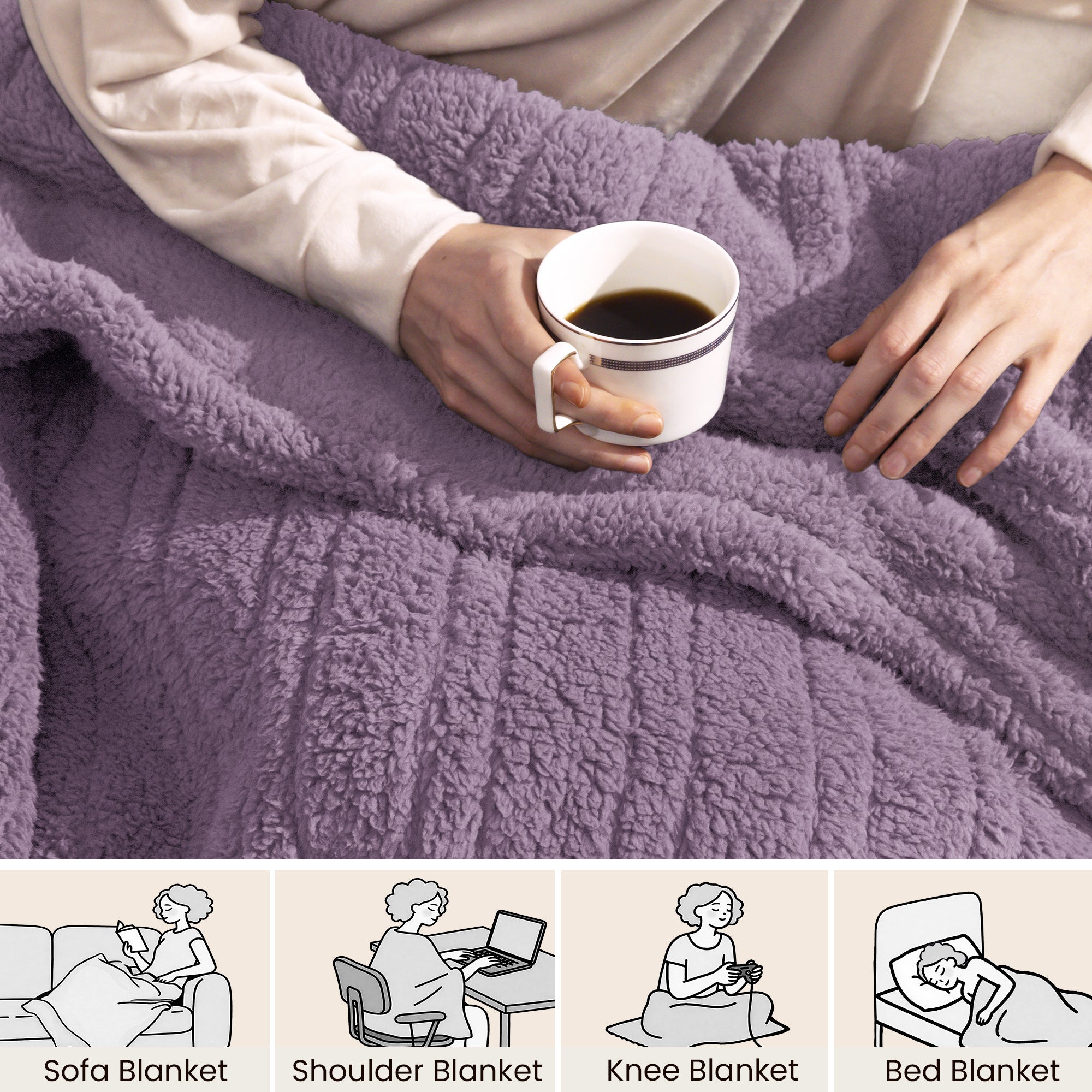 blunique - Double Sided Cozy Sherpa - Fast Heated Blanket Electric Blanket - Blunique