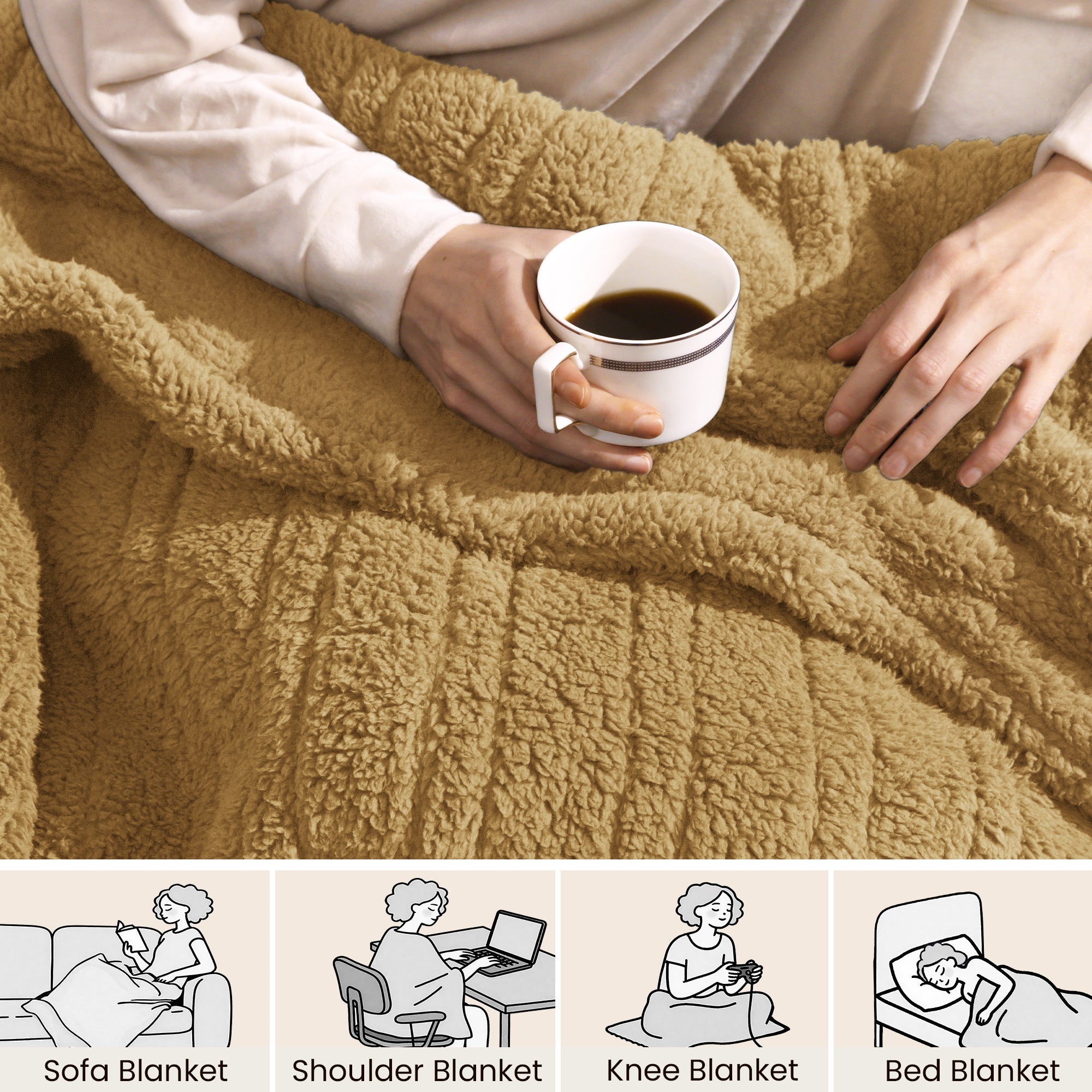 blunique - Double Sided Cozy Sherpa - Fast Heated Blanket Electric Blanket - Blunique