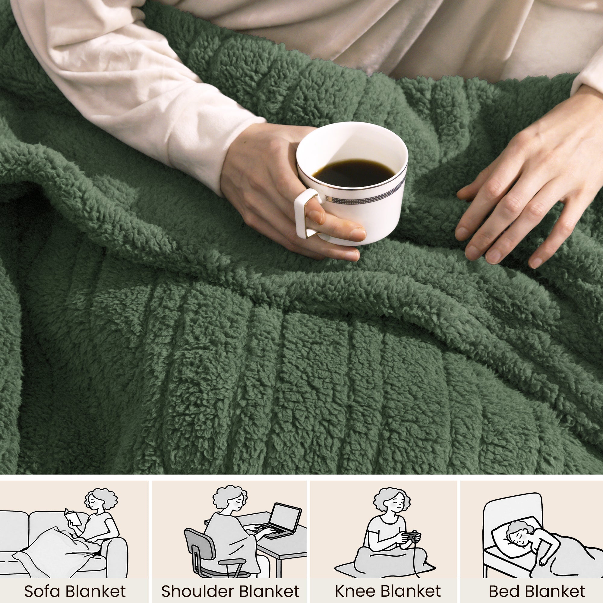 blunique - Double Sided Cozy Sherpa - Fast Heated Blanket Electric Blanket - Blunique