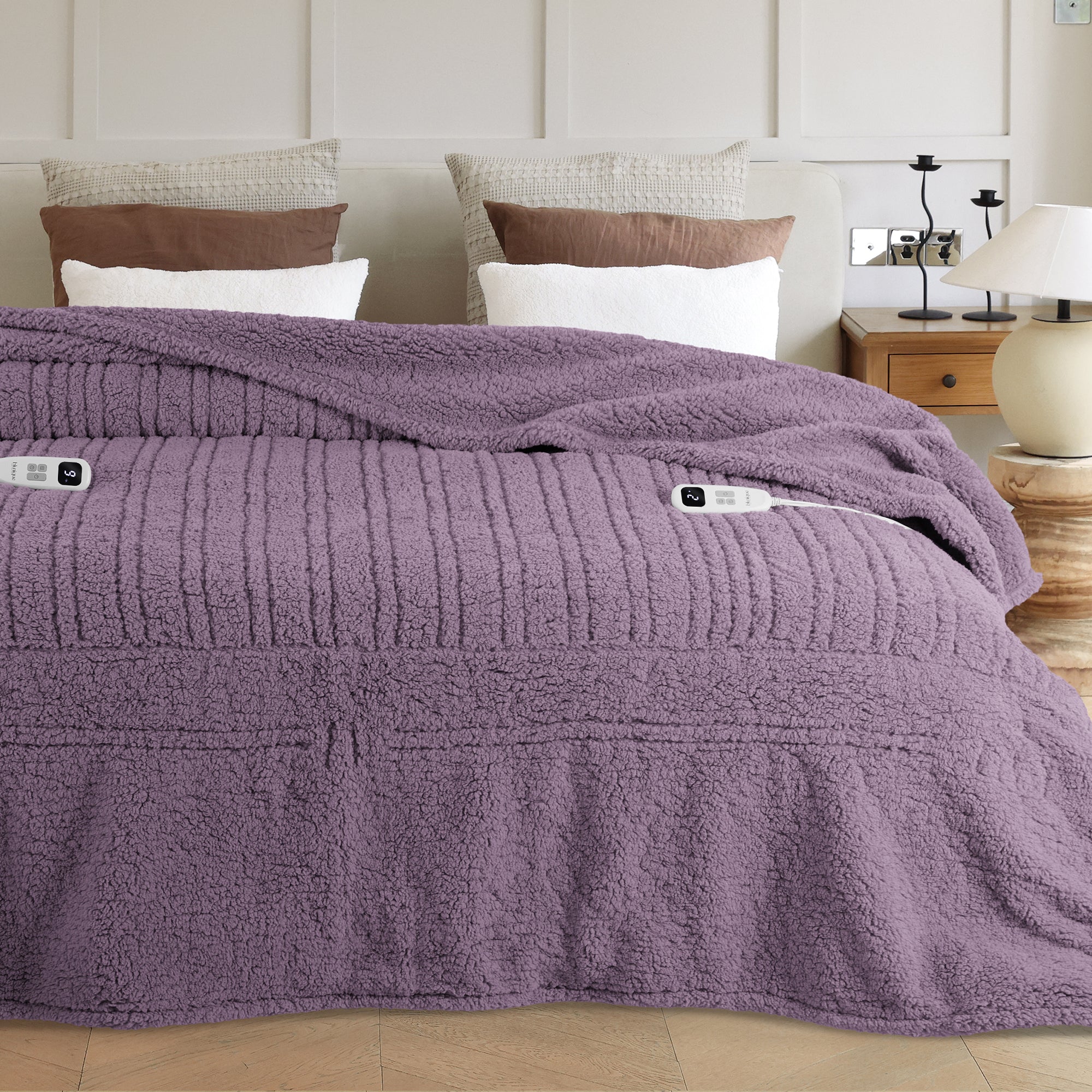 blunique - Double Sided Cozy Sherpa - Fast Heated Blanket Electric Blanket - Blunique