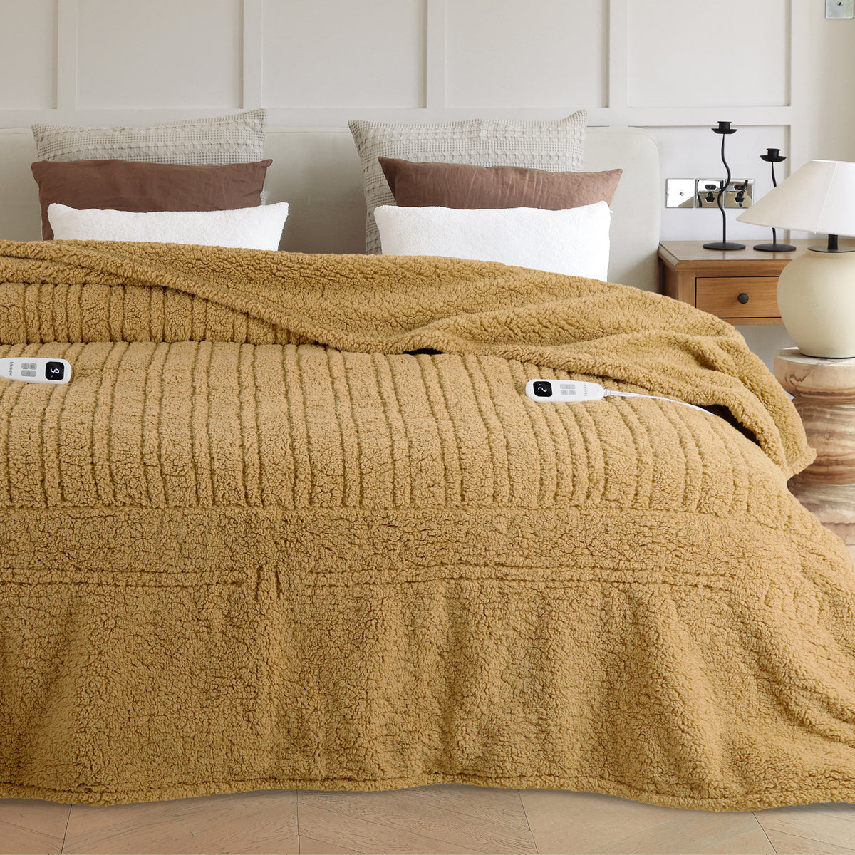 blunique -  Double Sided Cozy Sherpa - Fast Heated Blanket Electric Blanket