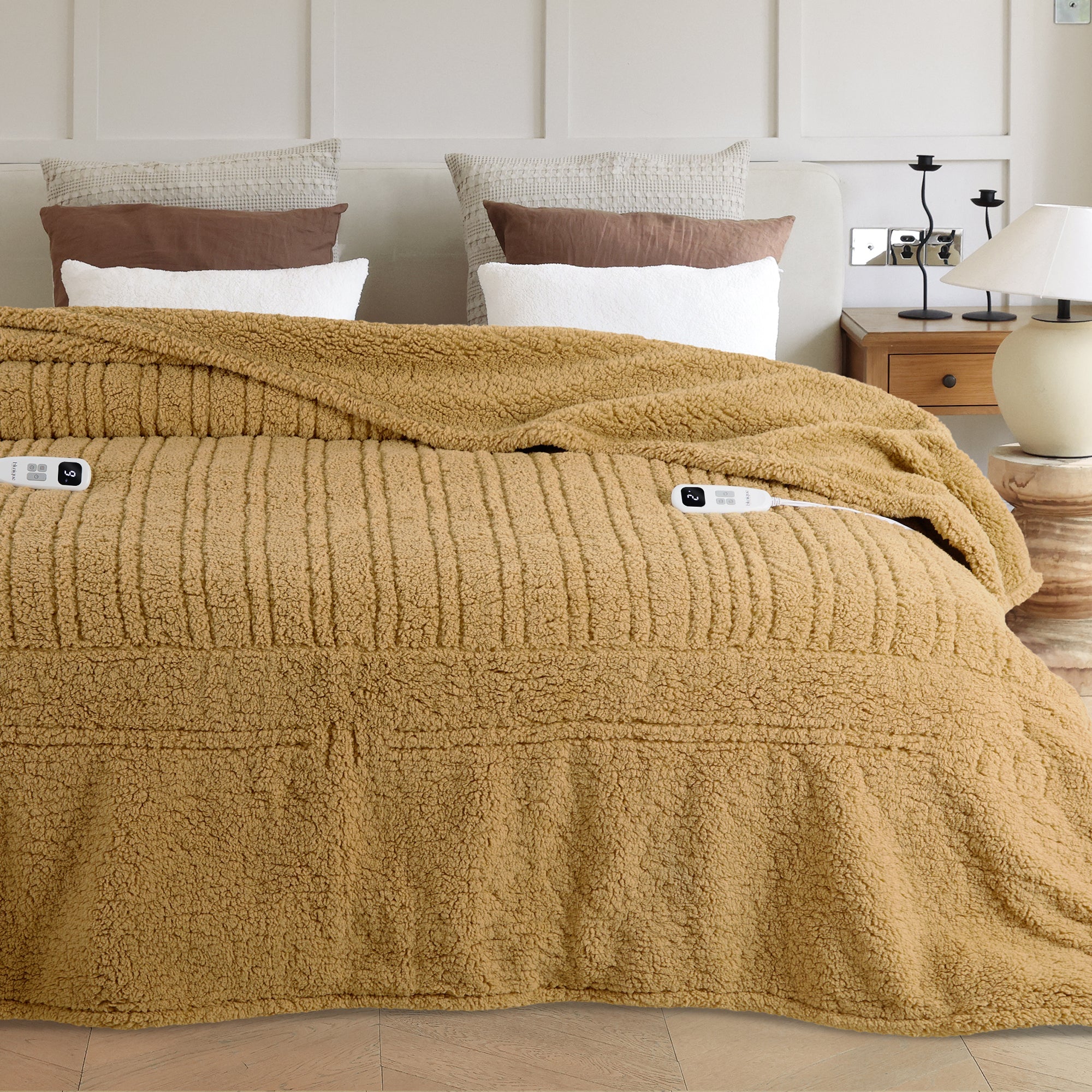 blunique - Double Sided Cozy Sherpa - Fast Heated Blanket Electric Blanket - Blunique