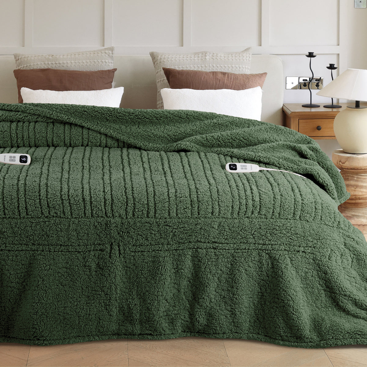 blunique -  Double Sided Cozy Sherpa - Fast Heated Blanket Electric Blanket