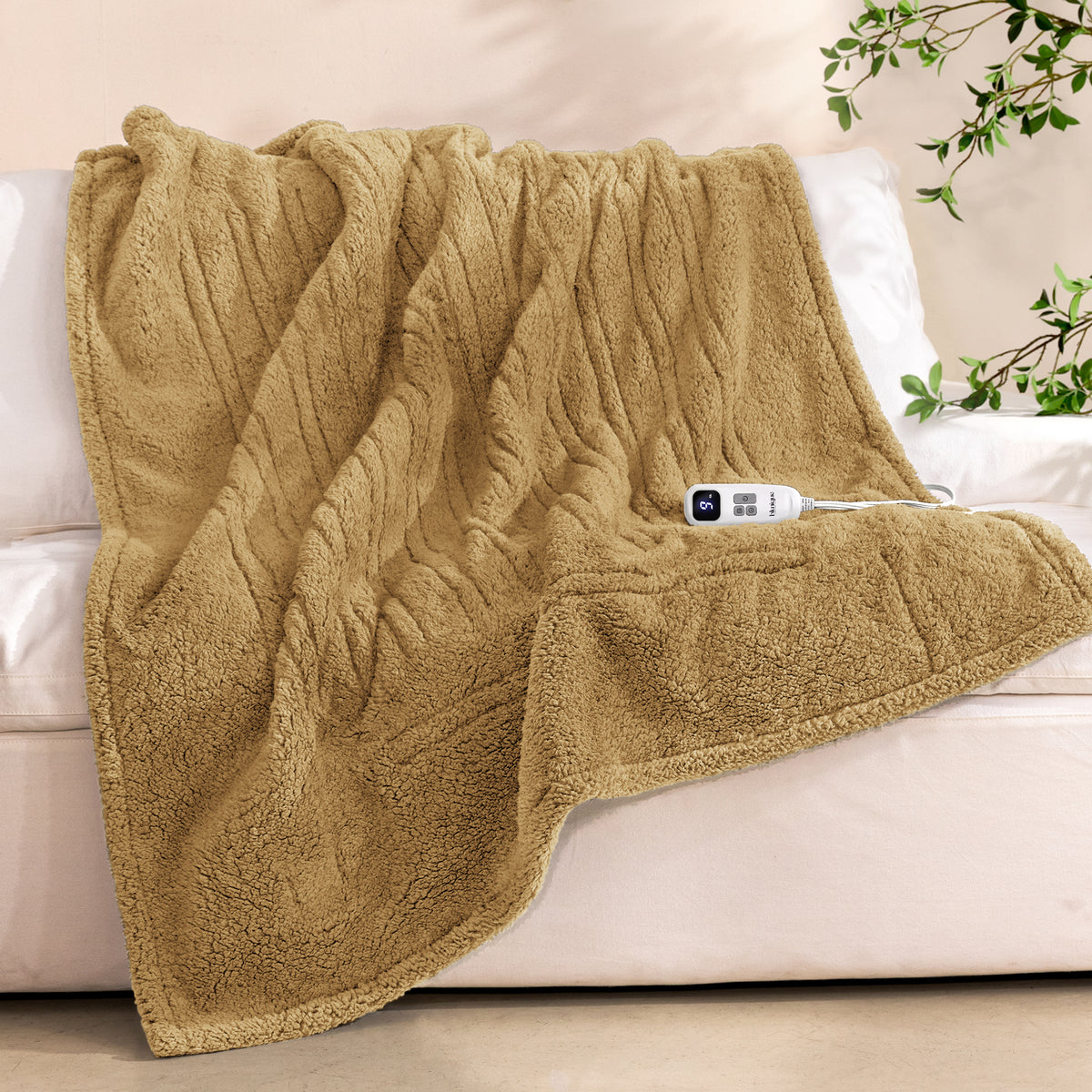 blunique -  Double Sided Cozy Sherpa - Fast Heated Blanket Electric Blanket