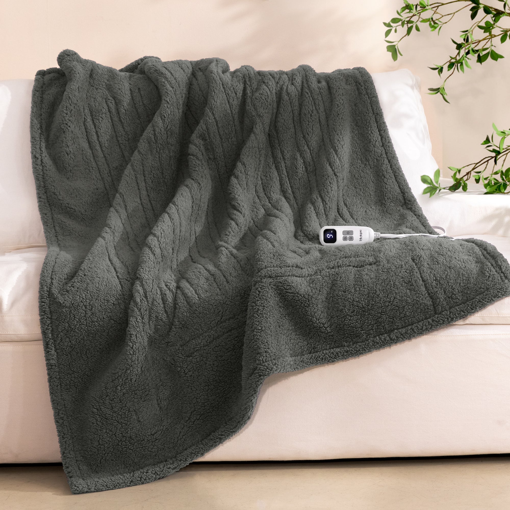 blunique - Double Sided Cozy Sherpa - Fast Heated Blanket Electric Blanket - Blunique