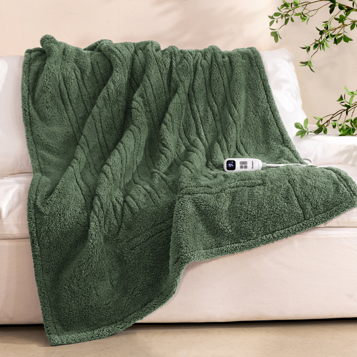 blunique -  Double Sided Cozy Sherpa - Fast Heated Blanket Electric Blanket