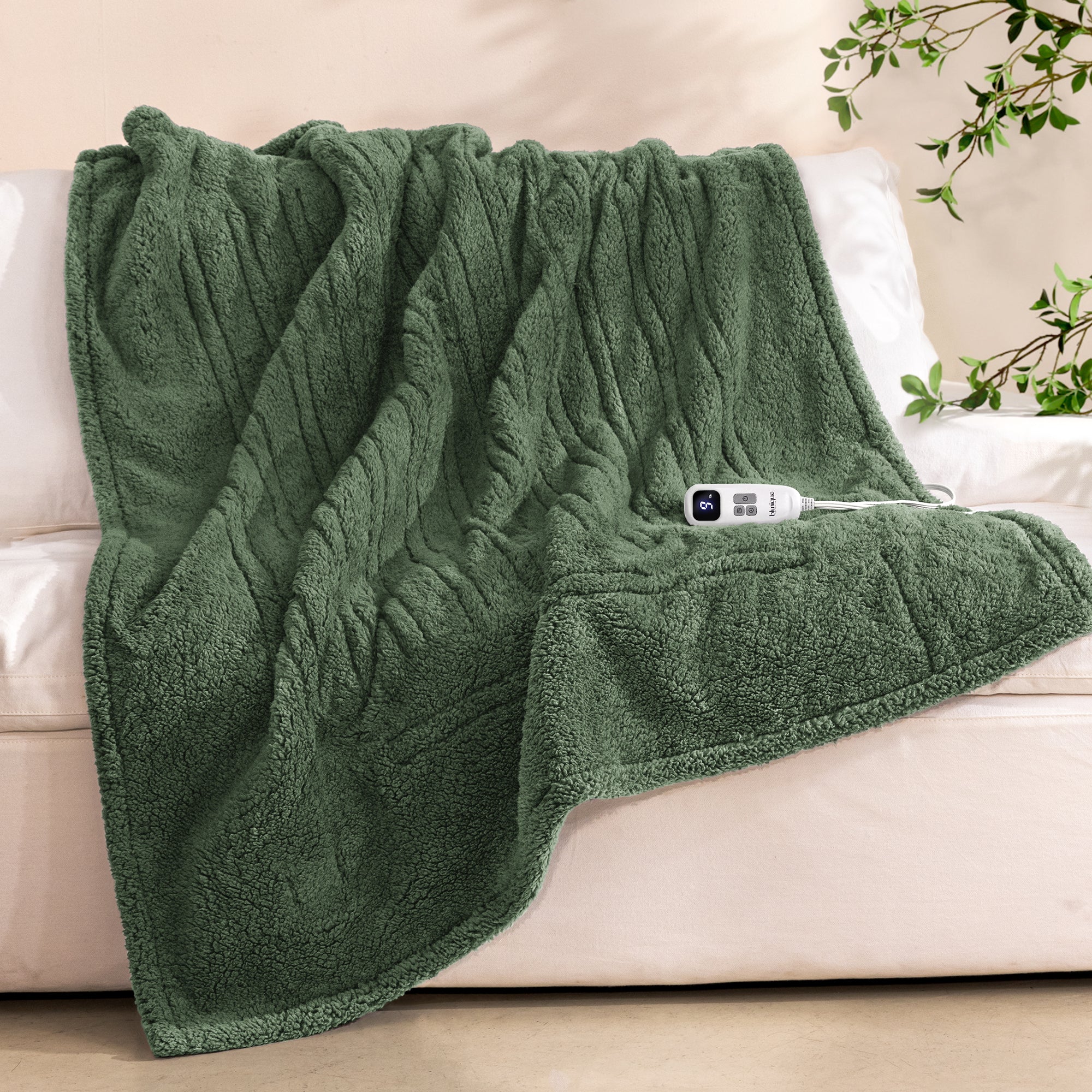 blunique - Double Sided Cozy Sherpa - Fast Heated Blanket Electric Blanket - Blunique