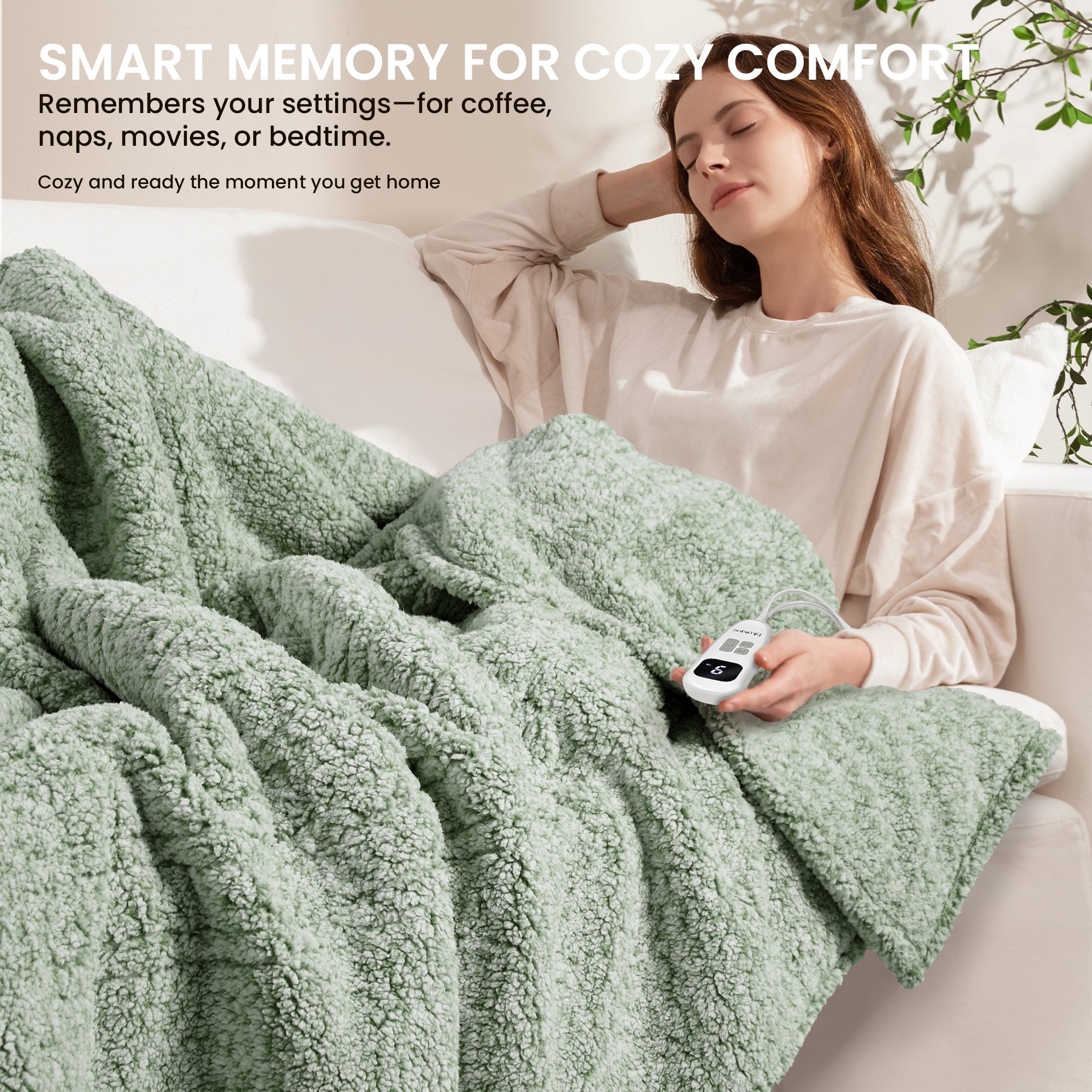 blunique - Double Sided Print Cozy Sherpa - Fast Heated Blanket Electric Blanket - Blunique