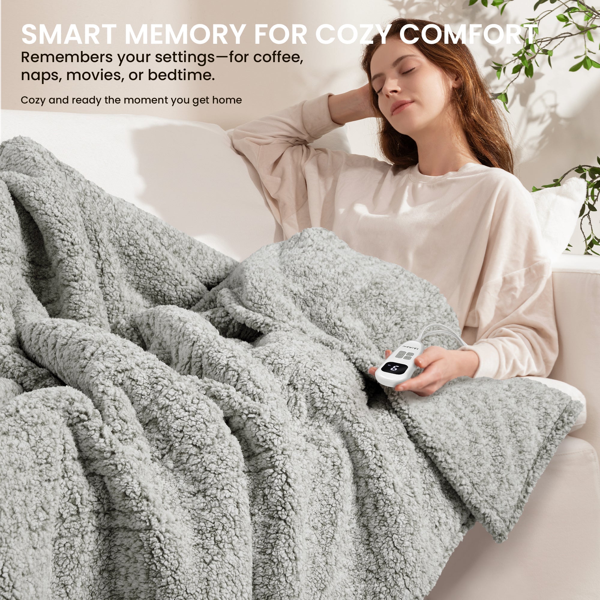 blunique - Double Sided Print Cozy Sherpa - Fast Heated Blanket Electric Blanket - Blunique