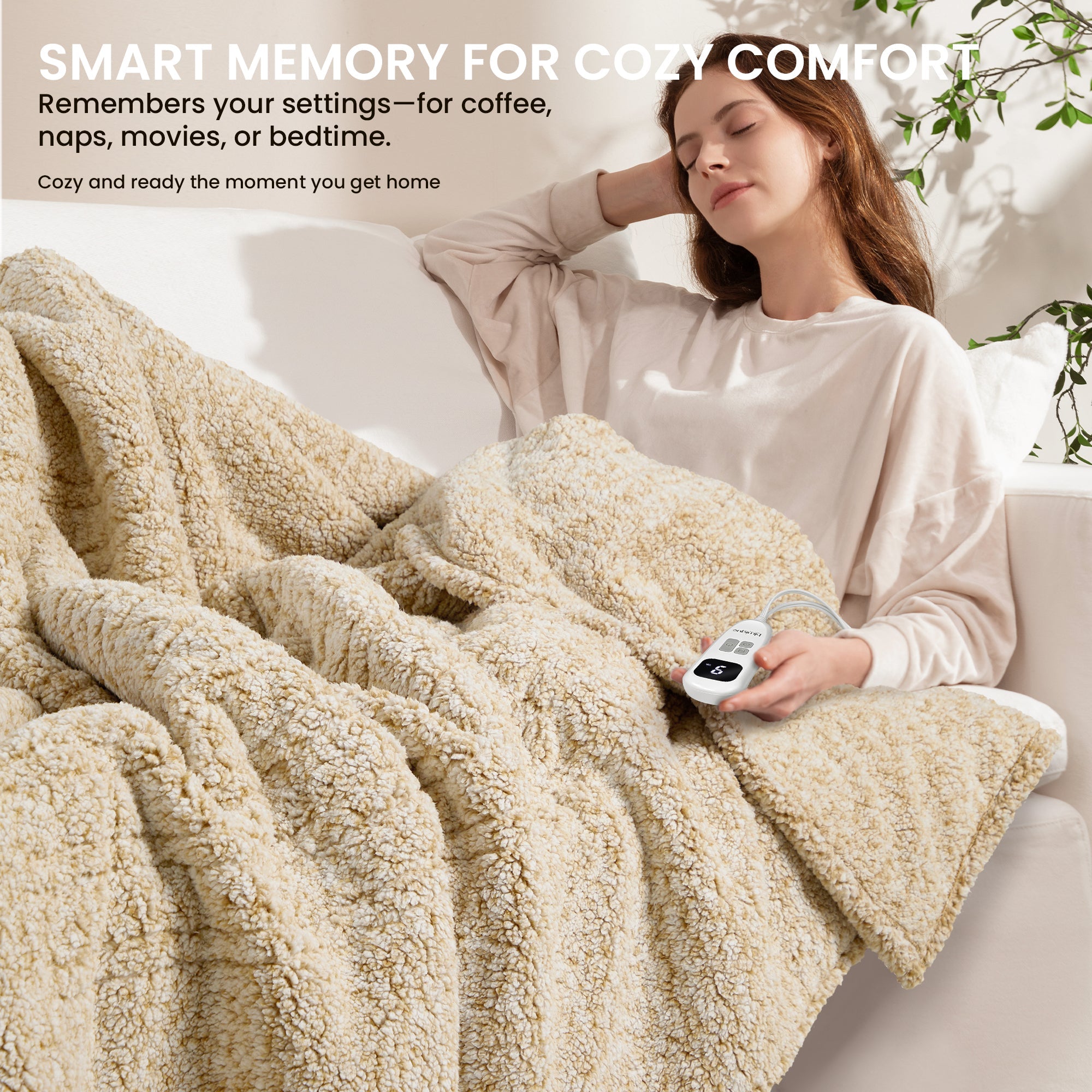 blunique - Double Sided Print Cozy Sherpa - Fast Heated Blanket Electric Blanket - Blunique