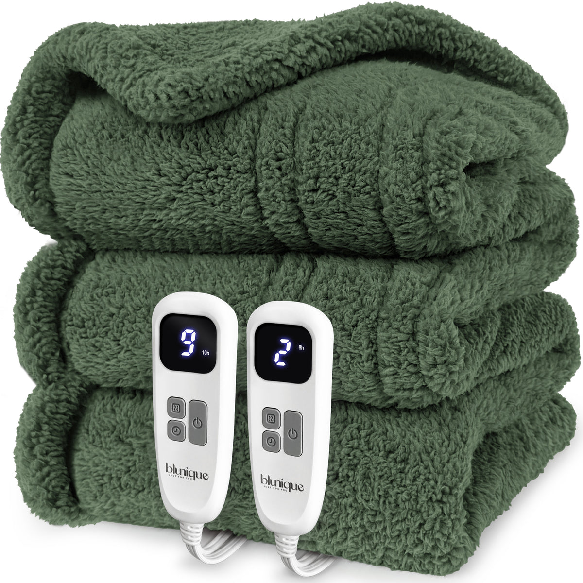 blunique -  Double Sided Cozy Sherpa - Fast Heated Blanket Electric Blanket