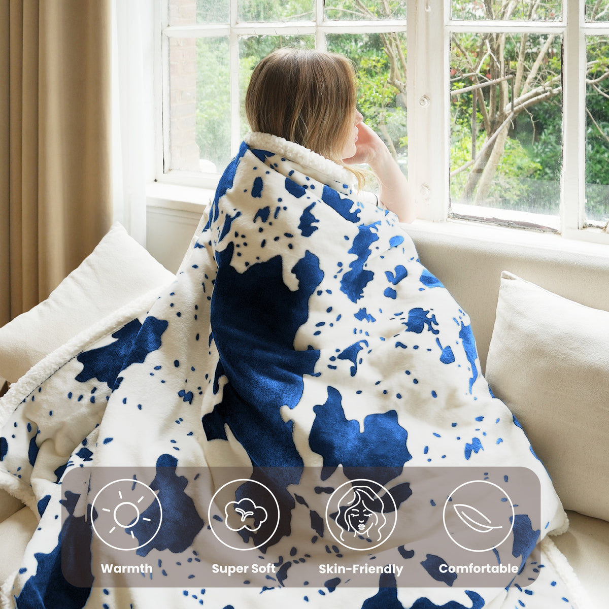 blunique - Cow Print Electric Heated Throw & Blanket