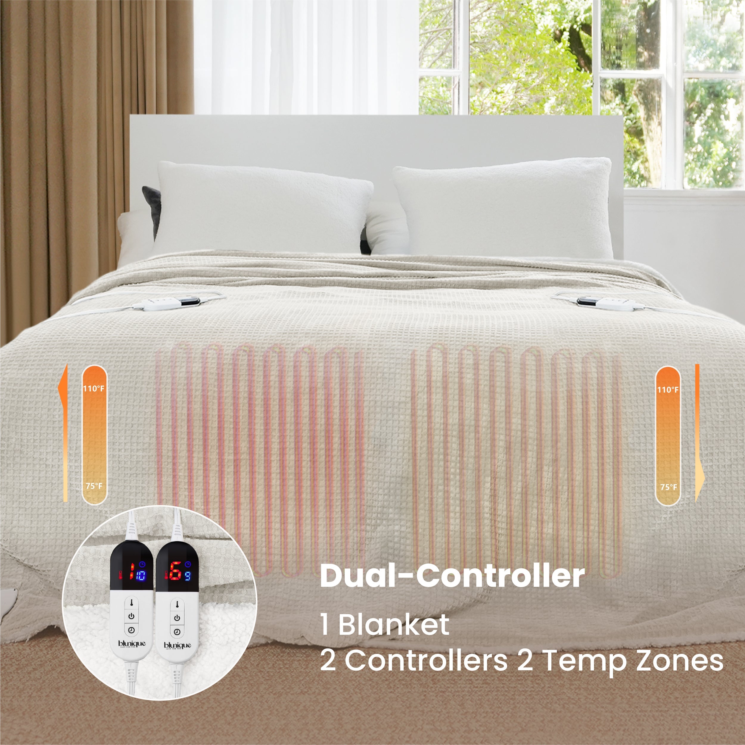 blunique - Waffle Sherpa Heated Throw & Blanket blunique