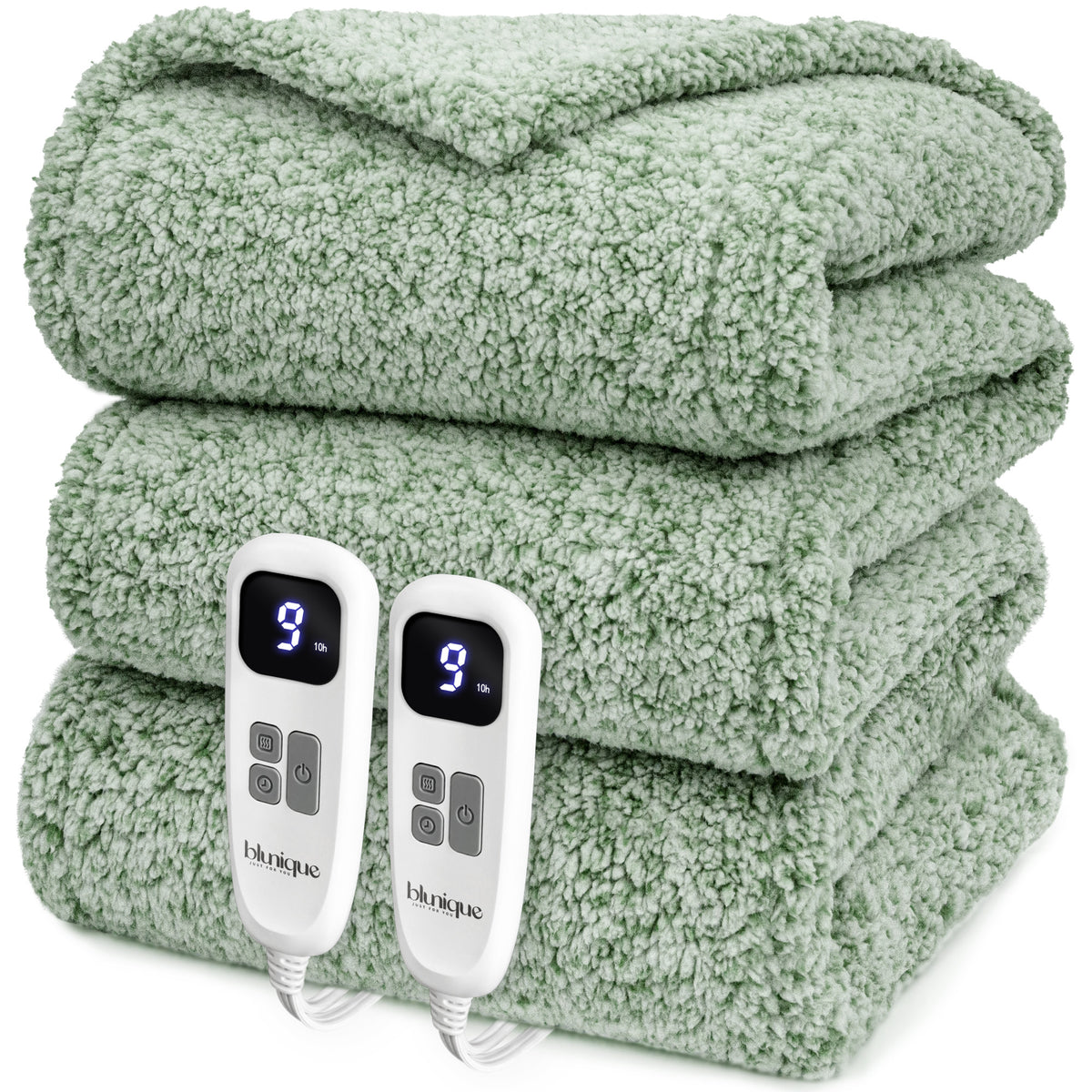 blunique -  Double Sided Print Cozy Sherpa - Fast Heated Blanket Electric Blanket