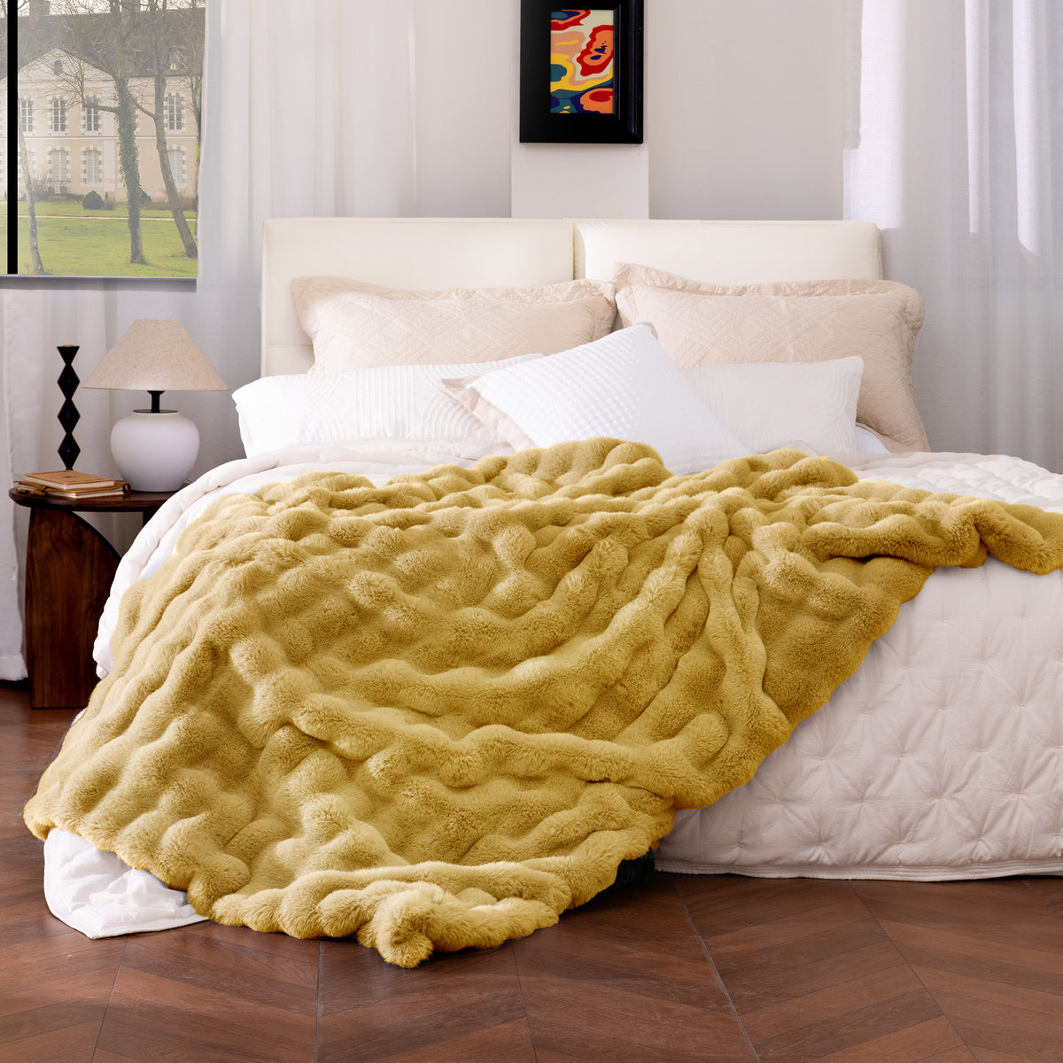 blunique - Premium Faux Fur Bubble Throw & Blanket