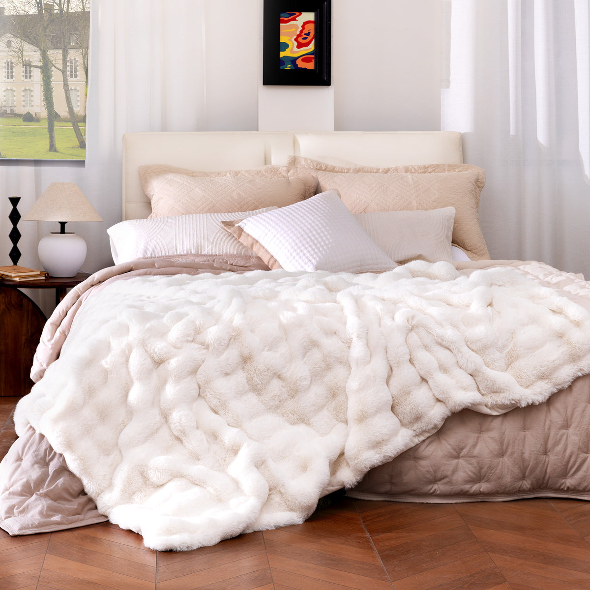 blunique - Premium Faux Fur Bubble Throw & Blanket