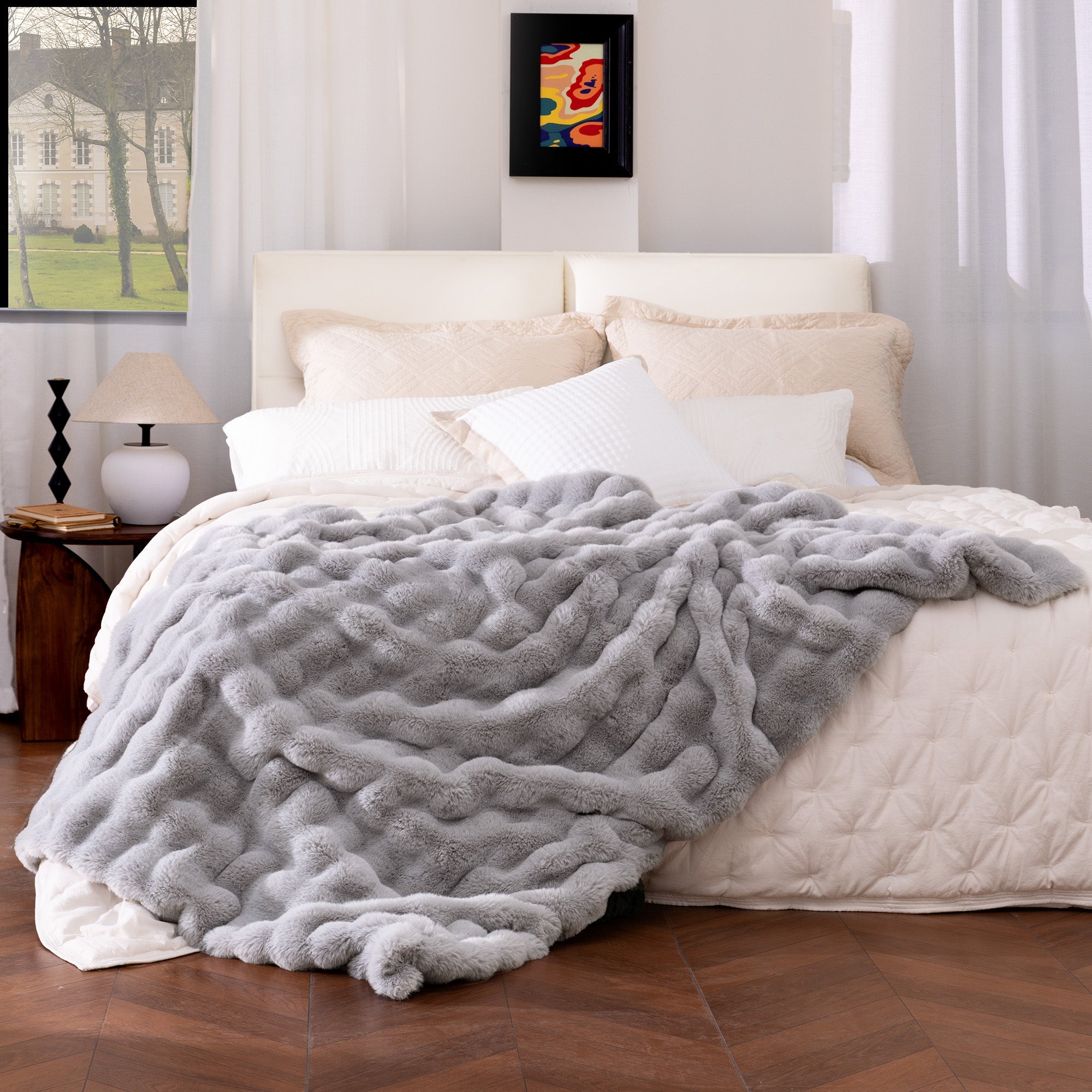 blunique - Premium Faux Fur Bubble Throw & Blanket blunique