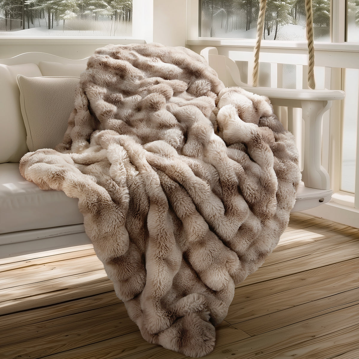 blunique - Premium Faux Fur Bubble Throw & Blanket