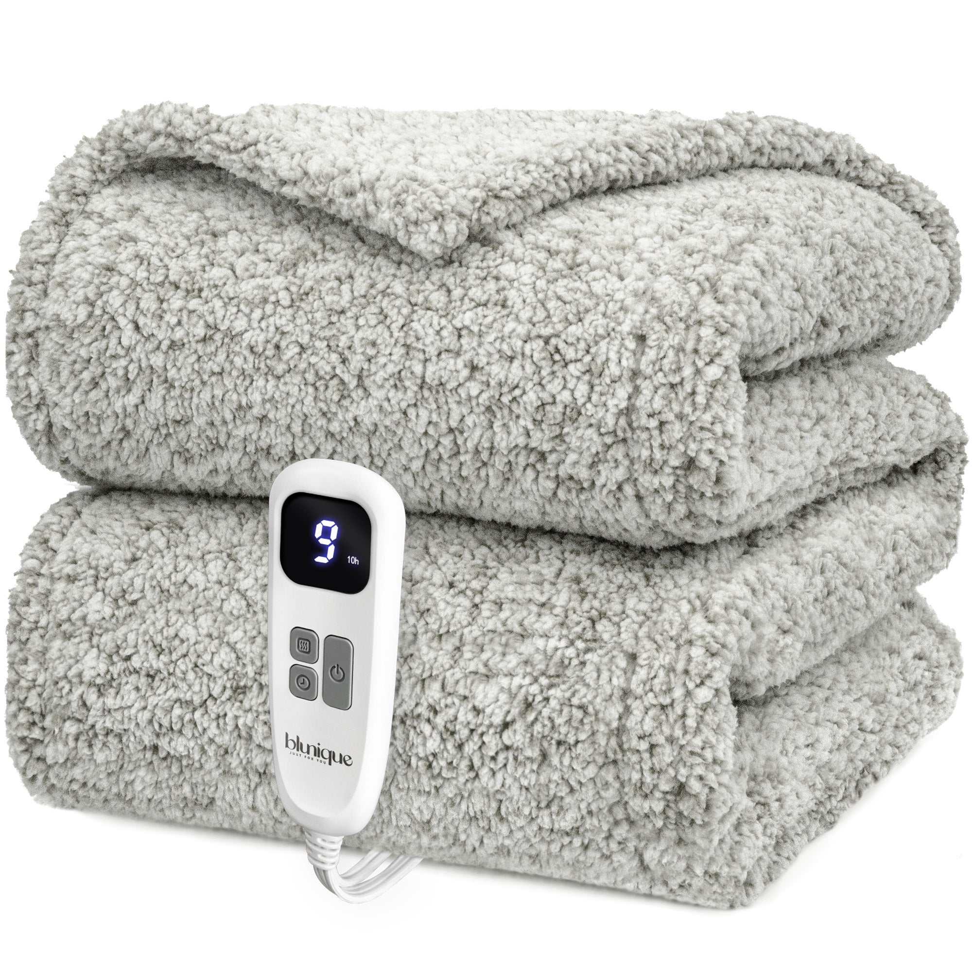 blunique - Double Sided Print Cozy Sherpa - Fast Heated Blanket Electric Blanket - Blunique