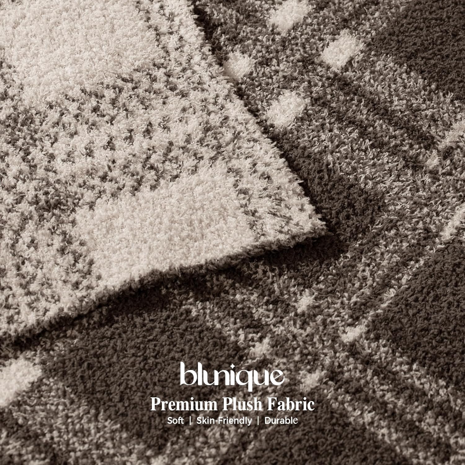 Reversible Plaid Throw Blanket for Couch, Super Soft Cozy Warm Knit Netural Decorative Fluffy Throw Blankets, Microfiber Throws Blanket for Sofa Bed Chair Living Room, 50x72 Inches Dark Taupe - Blunique