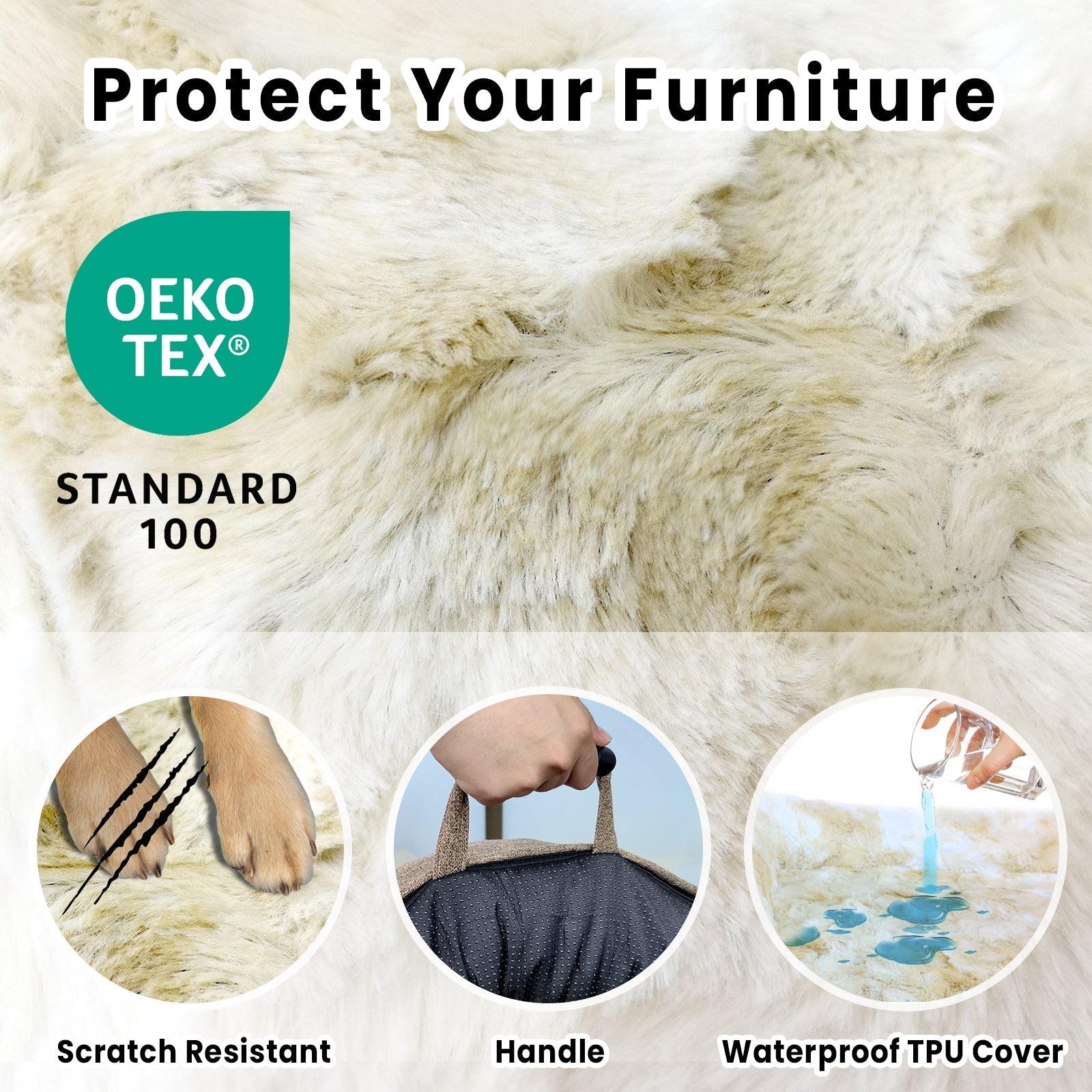 blunique - Dog Couch Bed - Faux Fur - Waterproof Pet Mat - Couch Cover for Furniture - Blunique