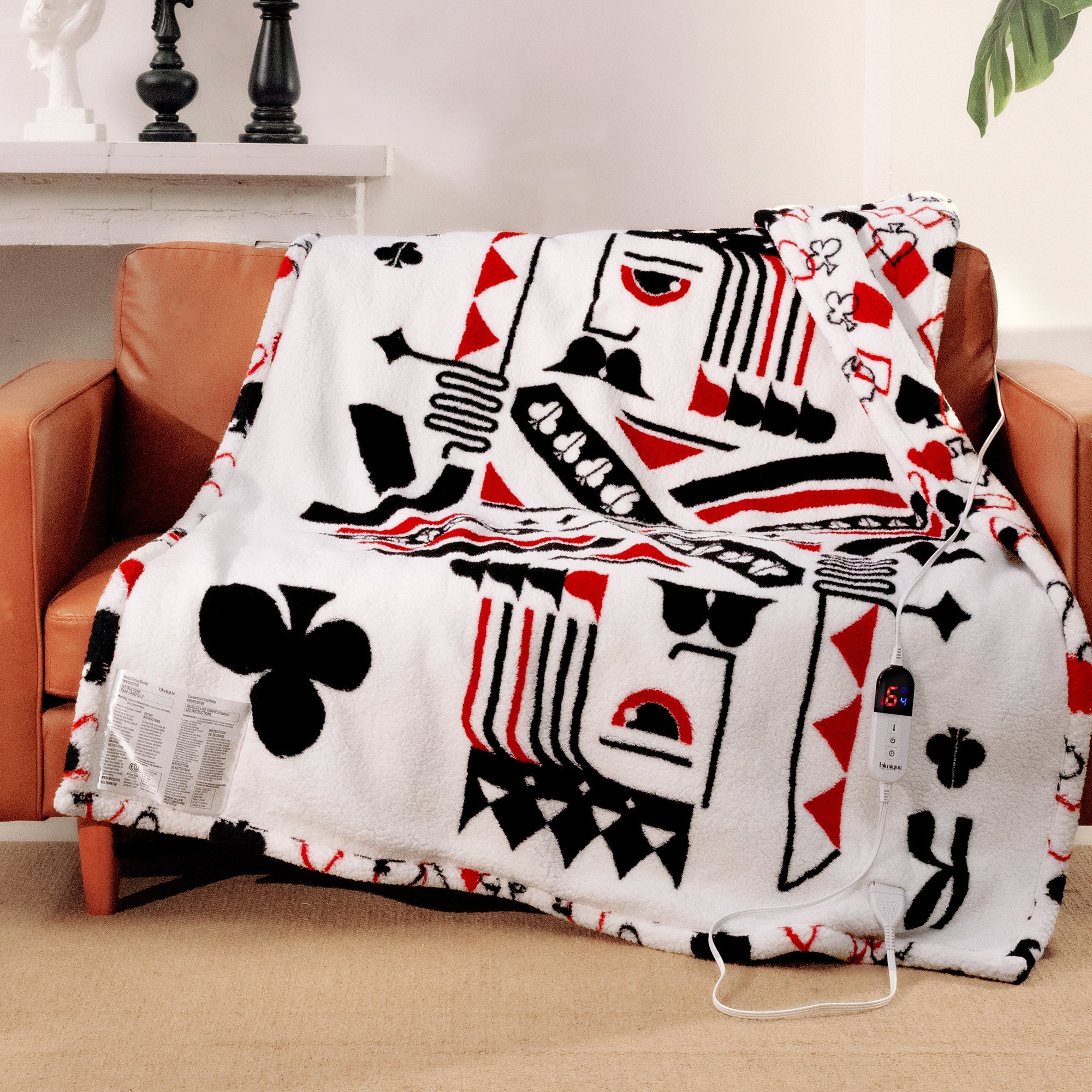 blunique - Poker Themed Design Heated Throw Blanket 50x60inch - Blunique
