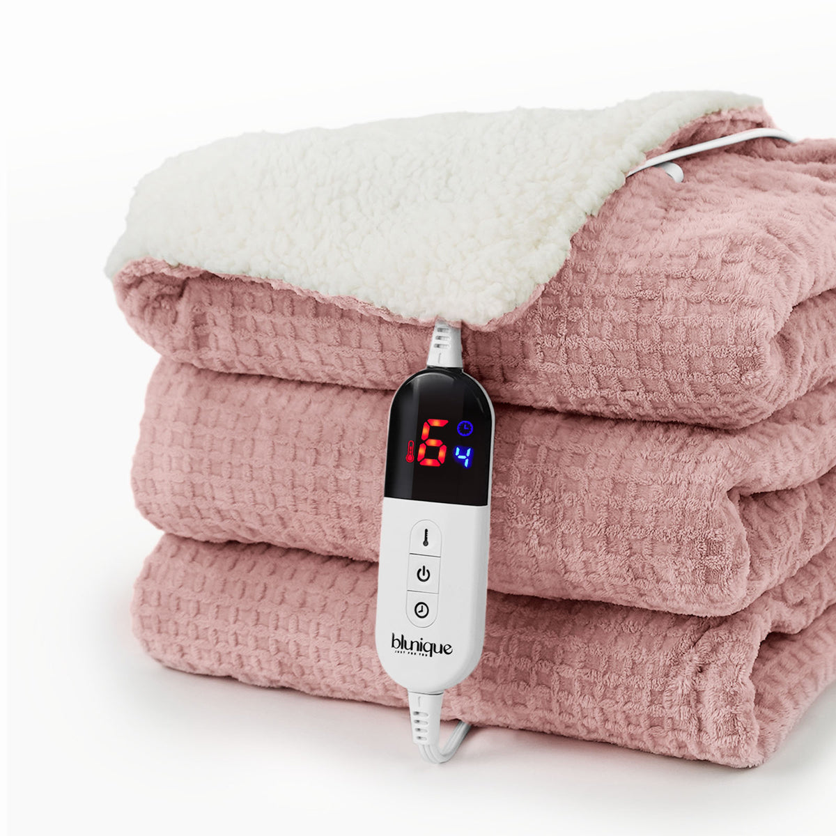 blunique - Waffle Sherpa Heated Throw & Blanket