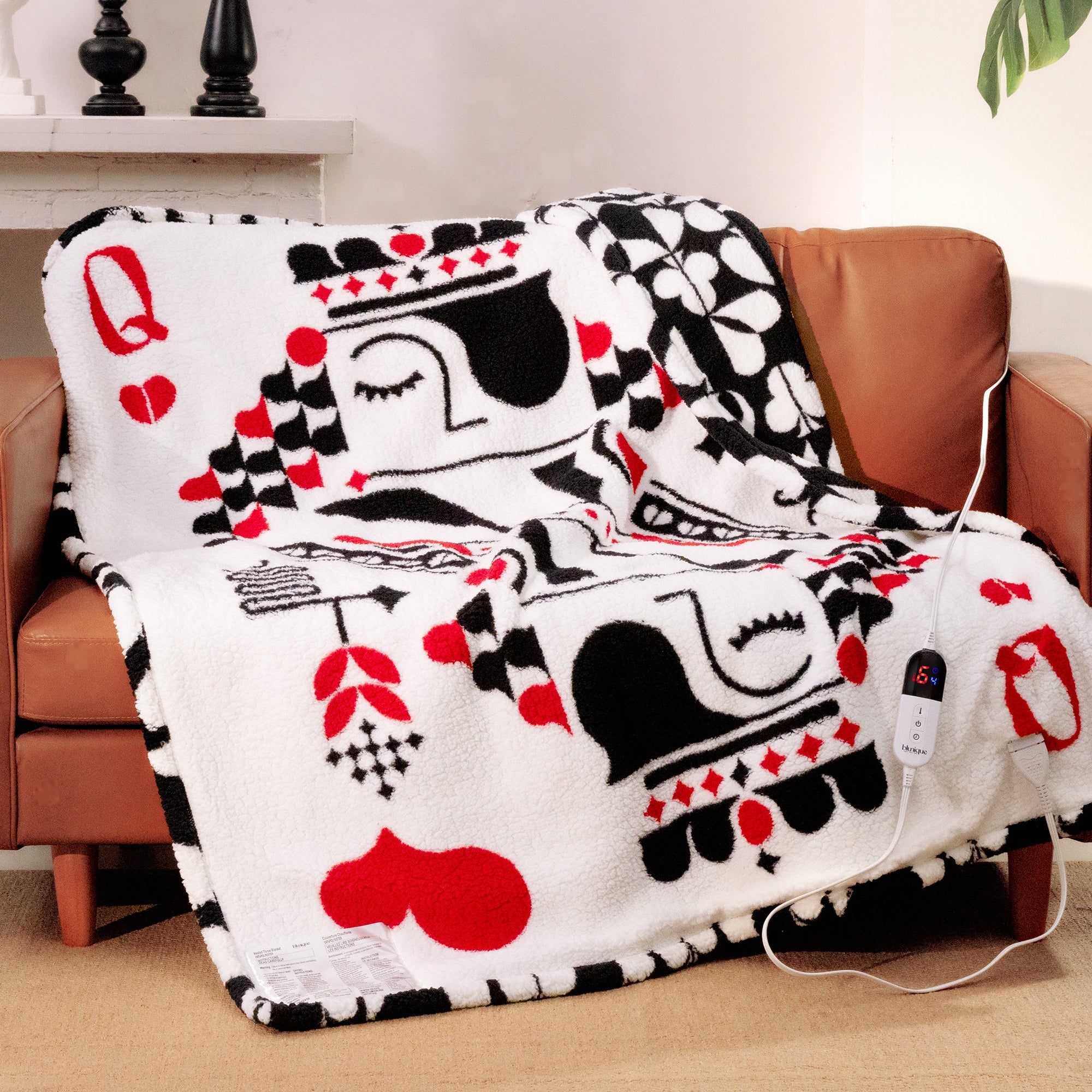 blunique - Poker Themed Design Heated Throw Blanket 50x60inch - Blunique