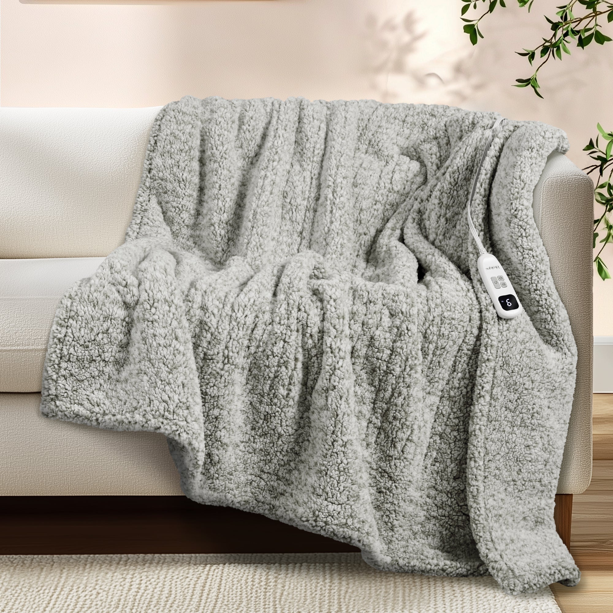 blunique - Double Sided Print Cozy Sherpa - Fast Heated Blanket Electric Blanket - Blunique